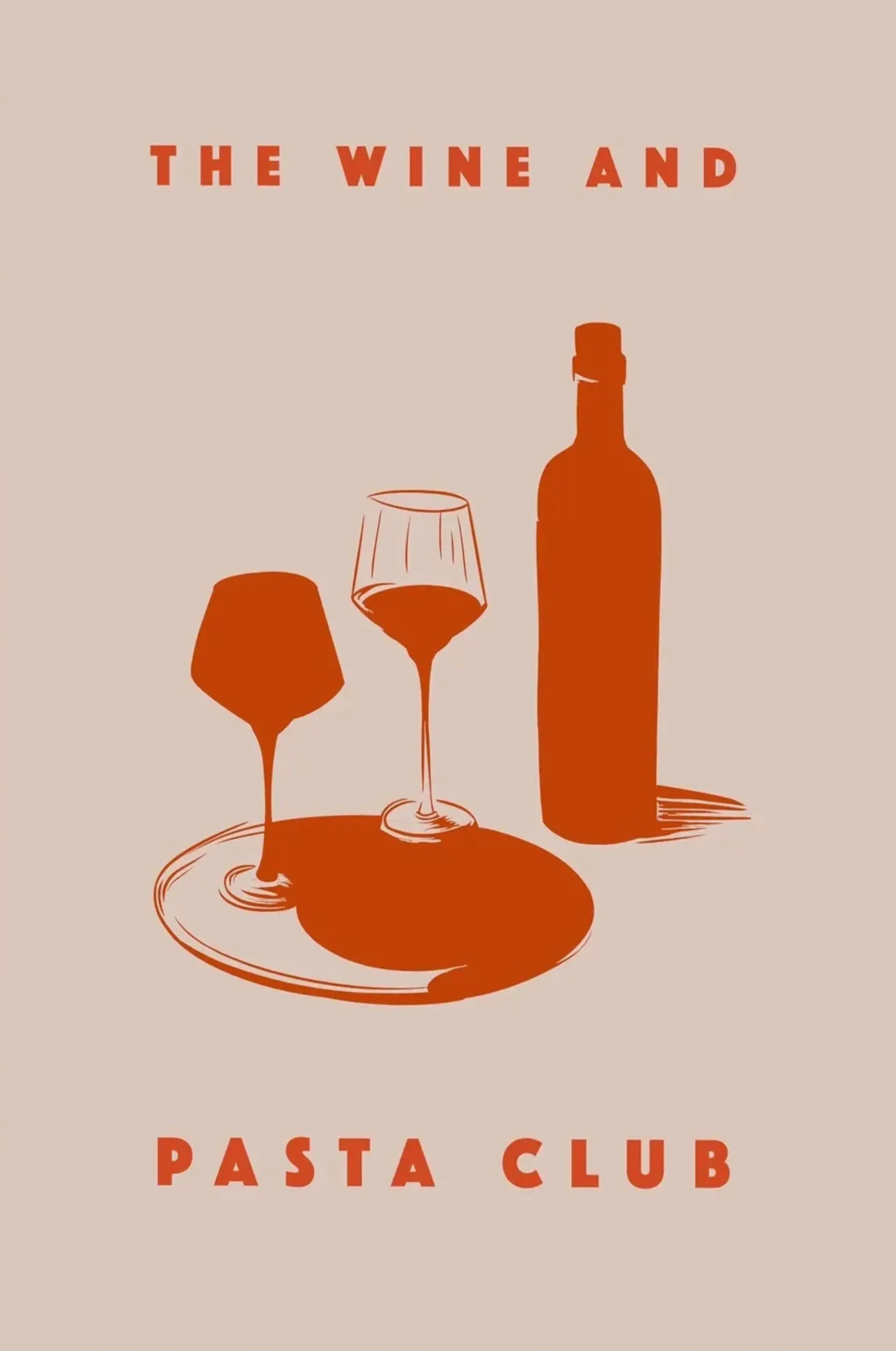 Wein und Pasta in Rot – Motiv als Wandbild auf Holz