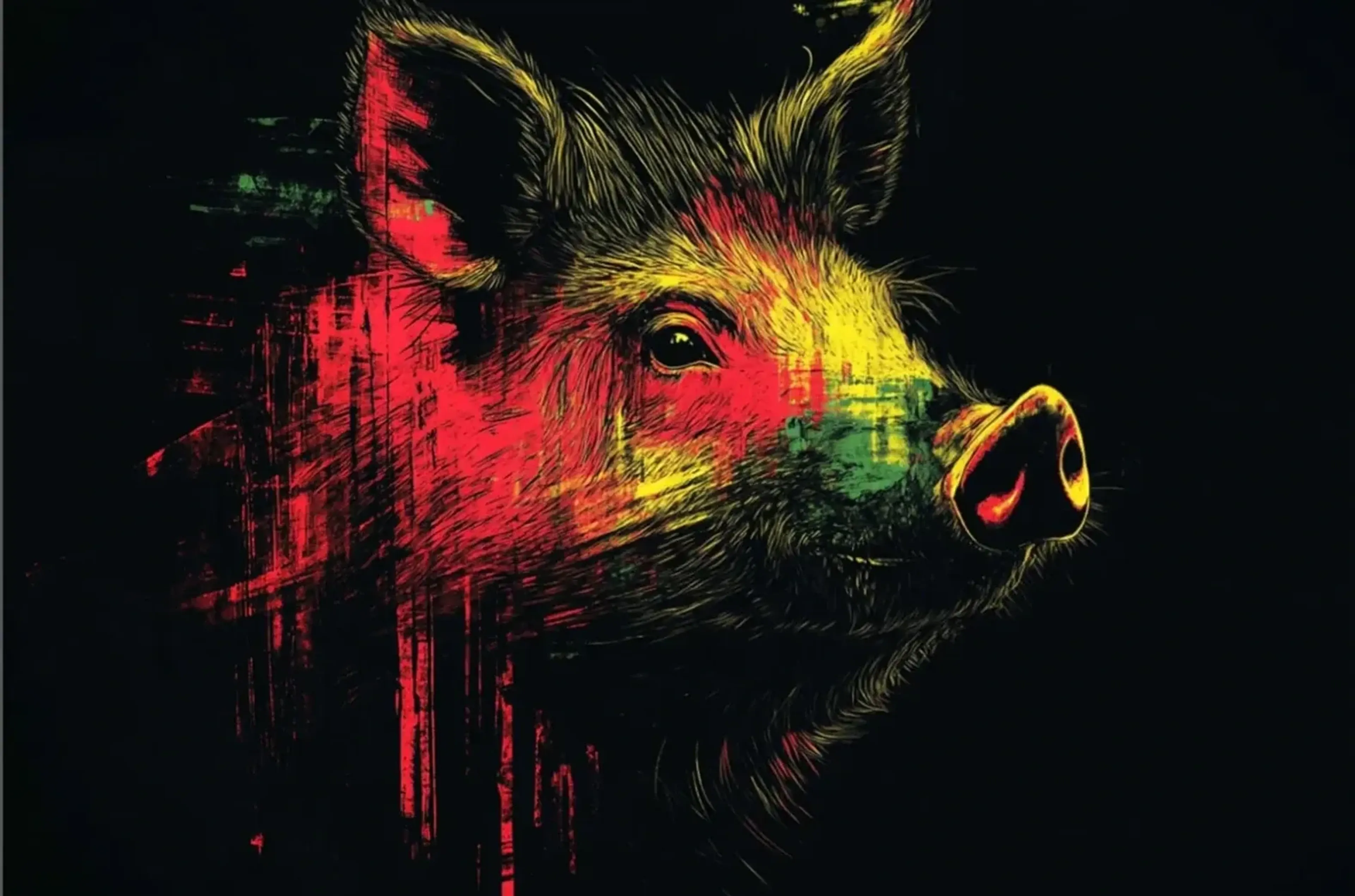 Wildschwein im Farbspiel – Motiv als Wandbild auf Holz