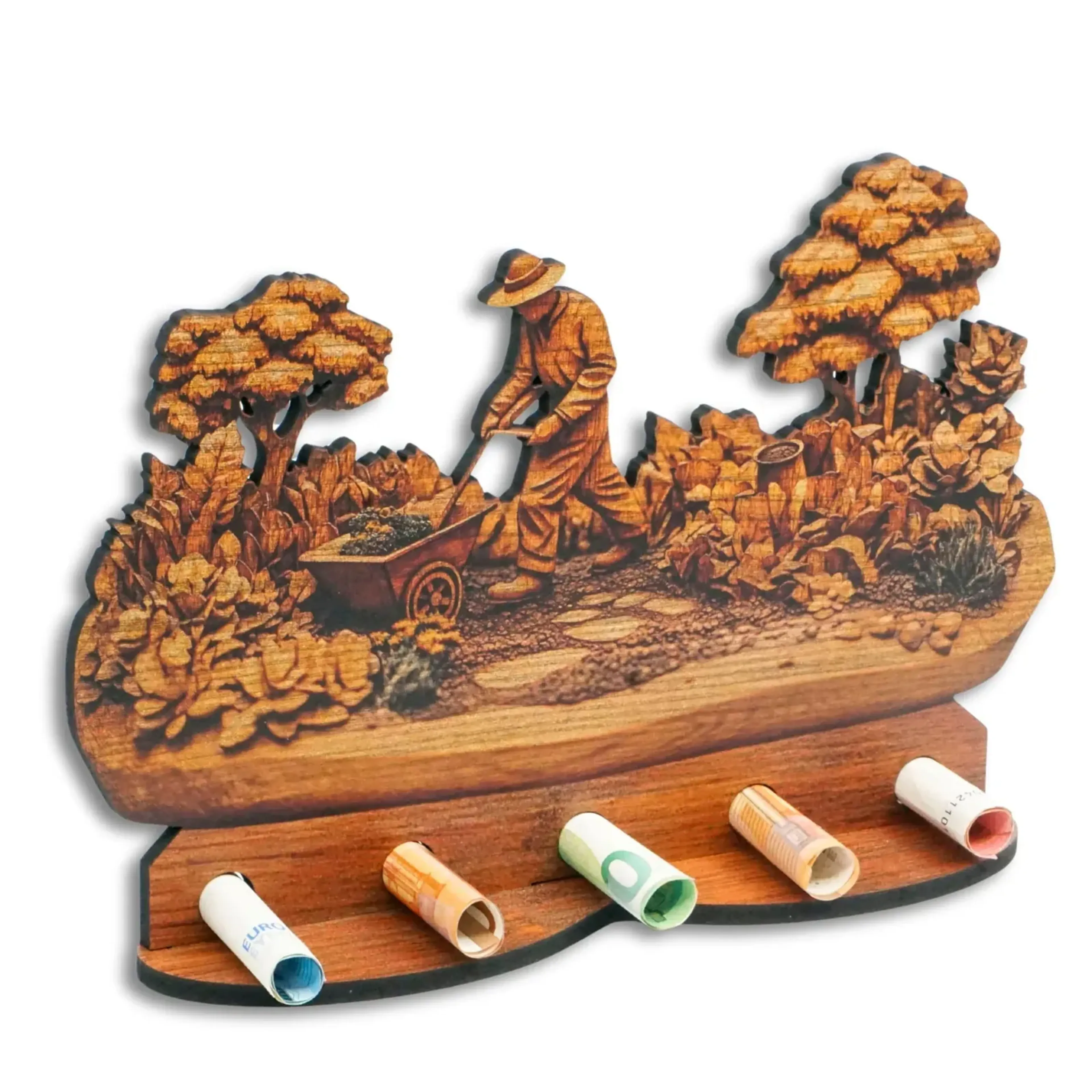 Geldgeschenk „Garten“ in Holzoptik