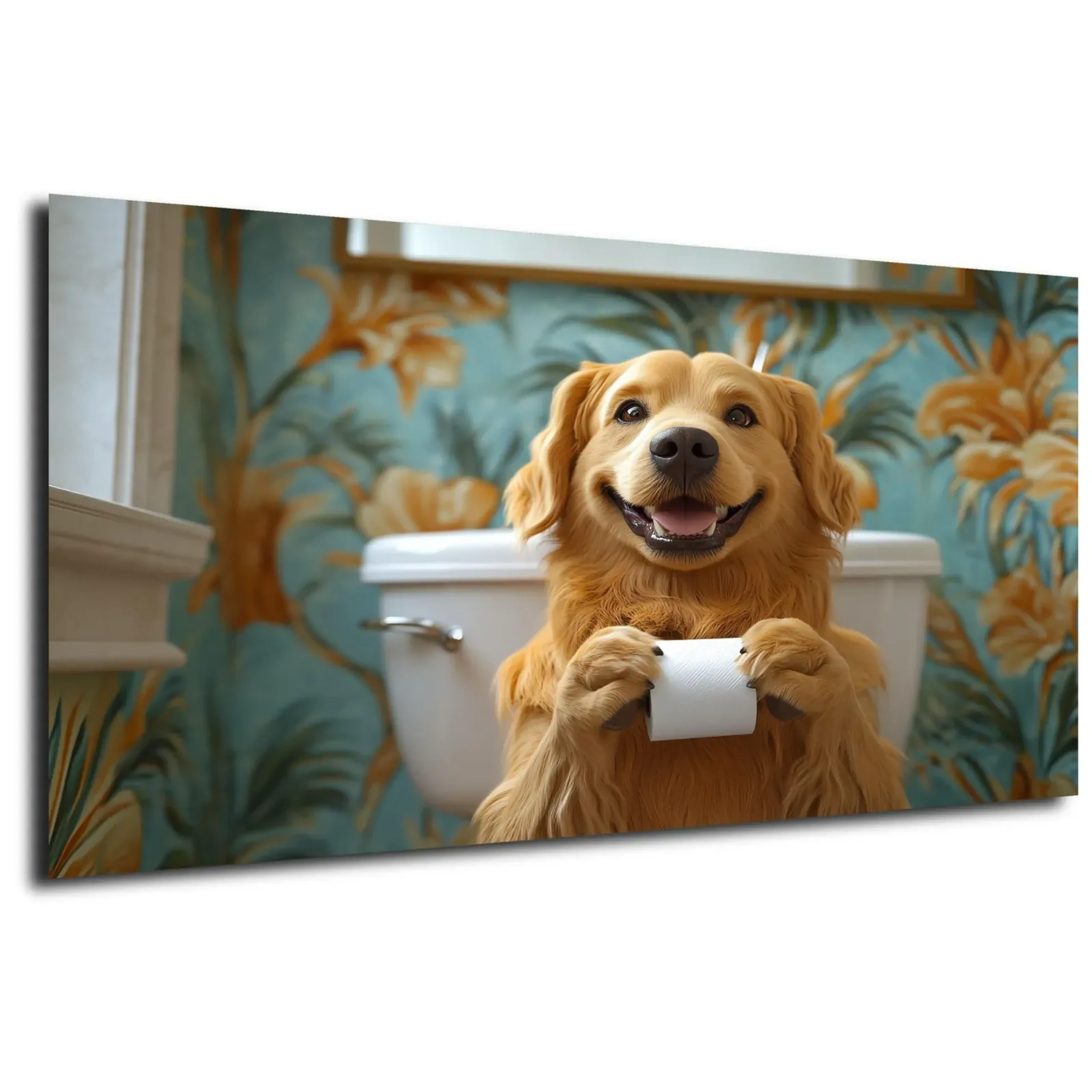 Retriever vor Blütentapete – Ansicht 5