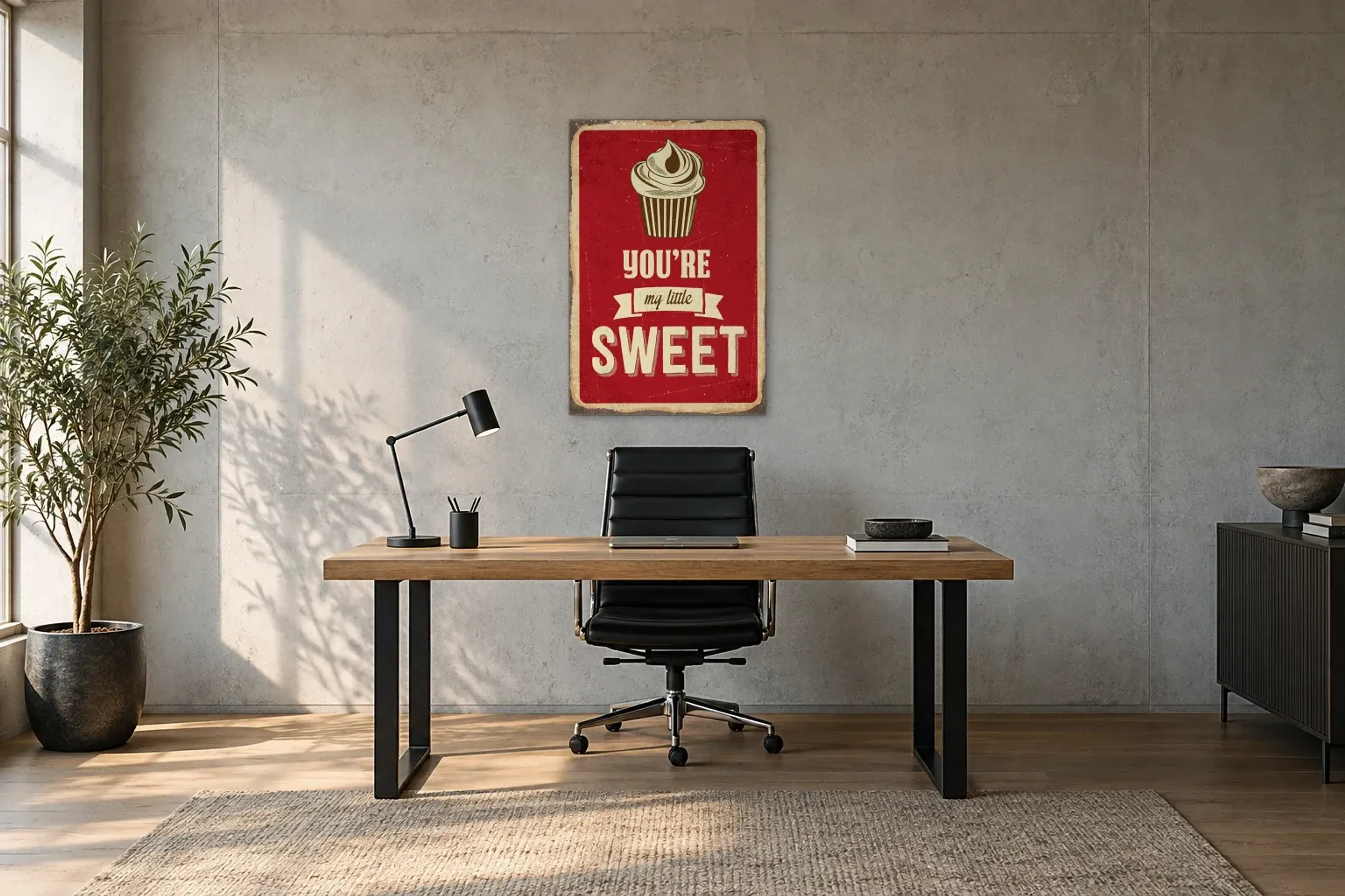 Sweet Cupcake als Wandbild über einem 160-cm-Schreibtisch