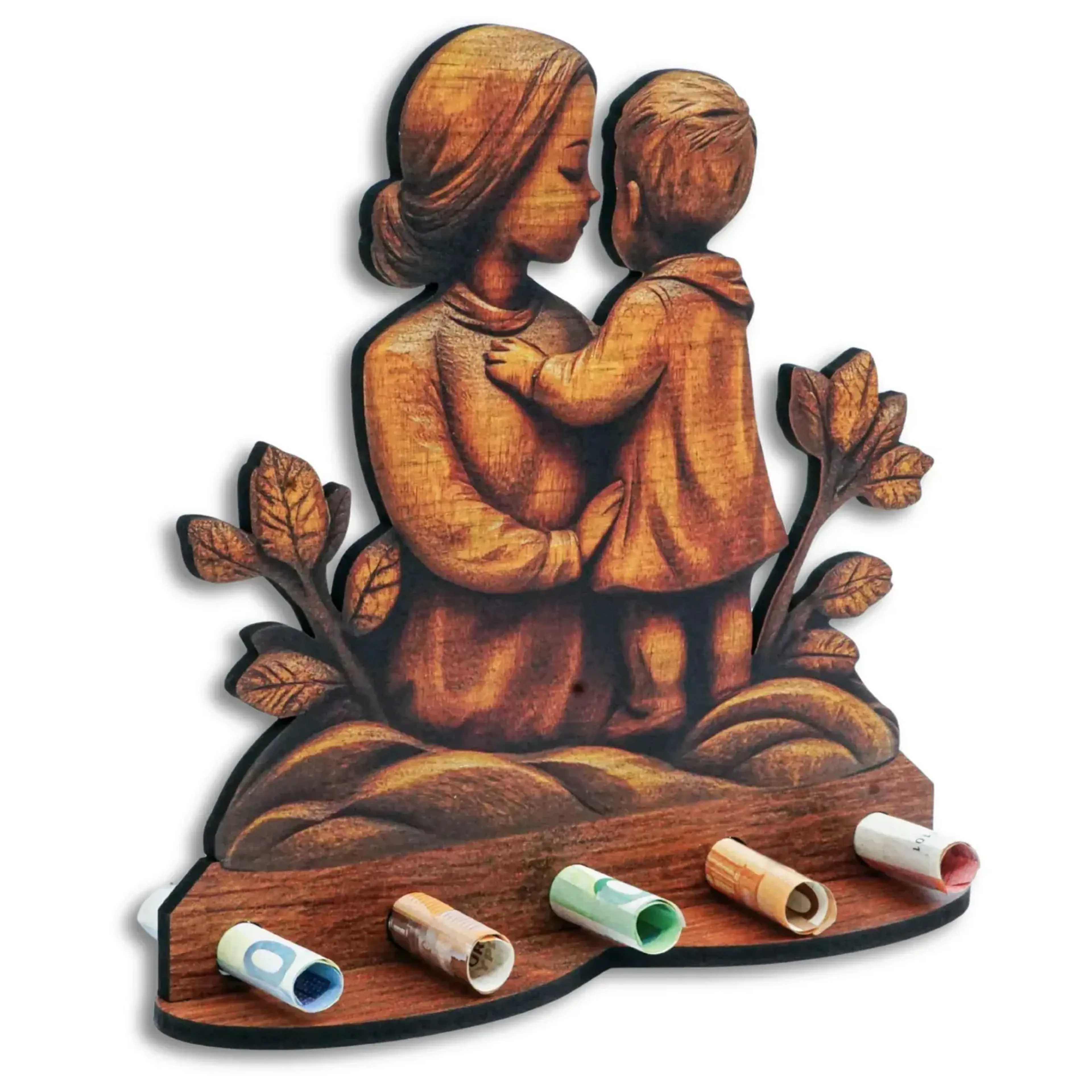Geldgeschenk „Mutter Kind“ in Holzoptik