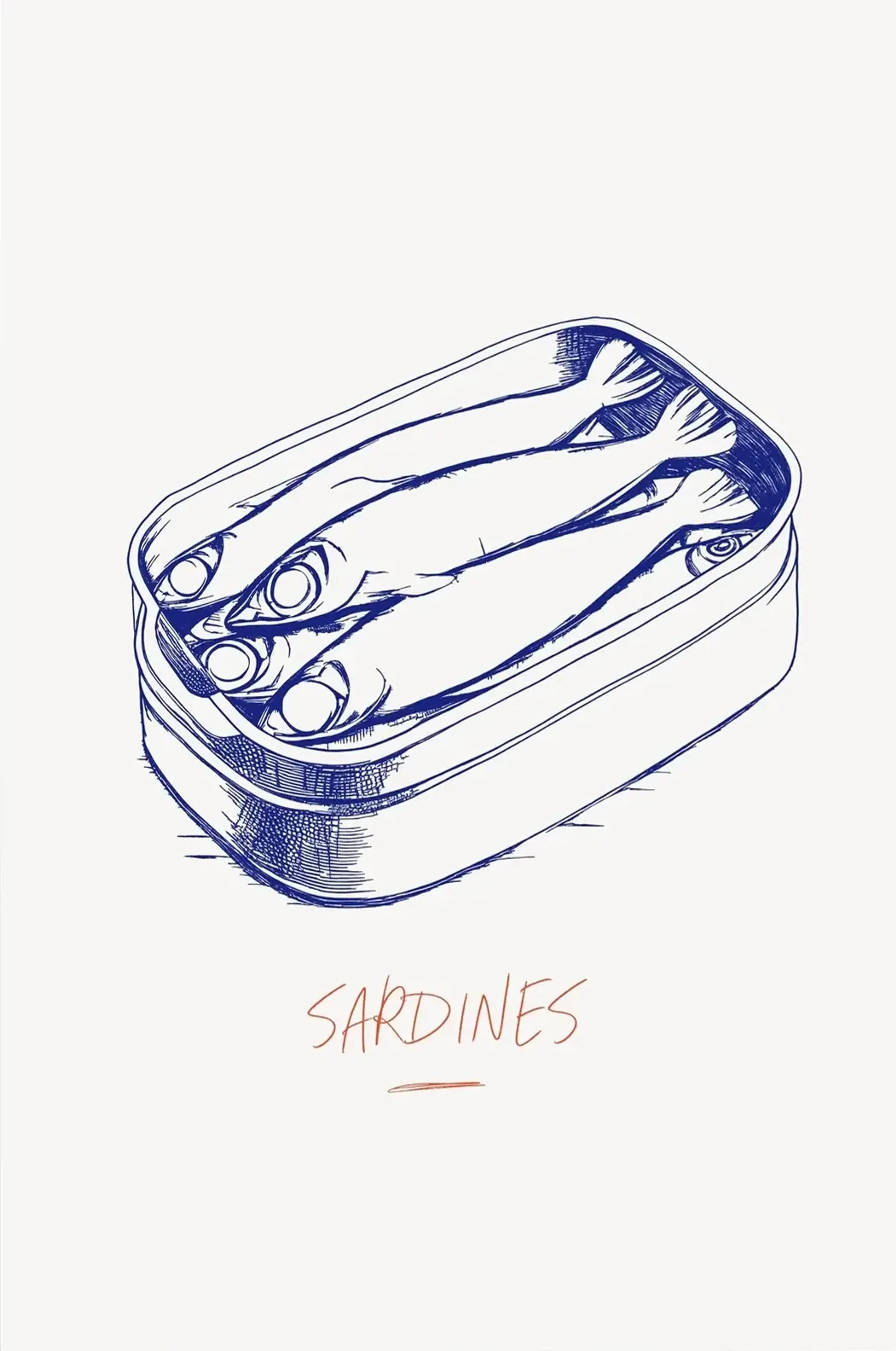 Sardinen in der Dose – Motiv als Wandbild auf Holz