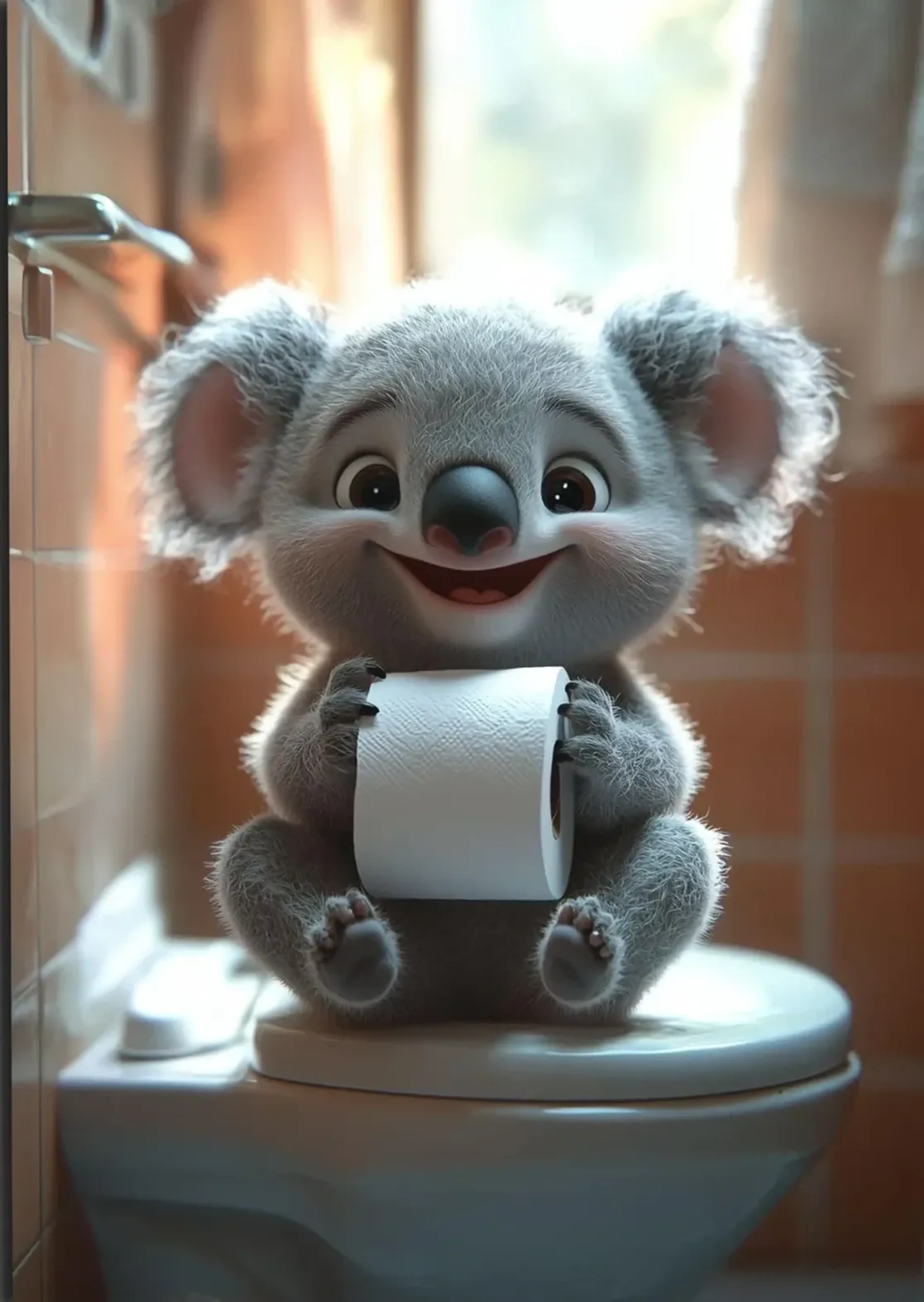 Koala im Fensterlicht – Motiv als Wandbild auf Holz