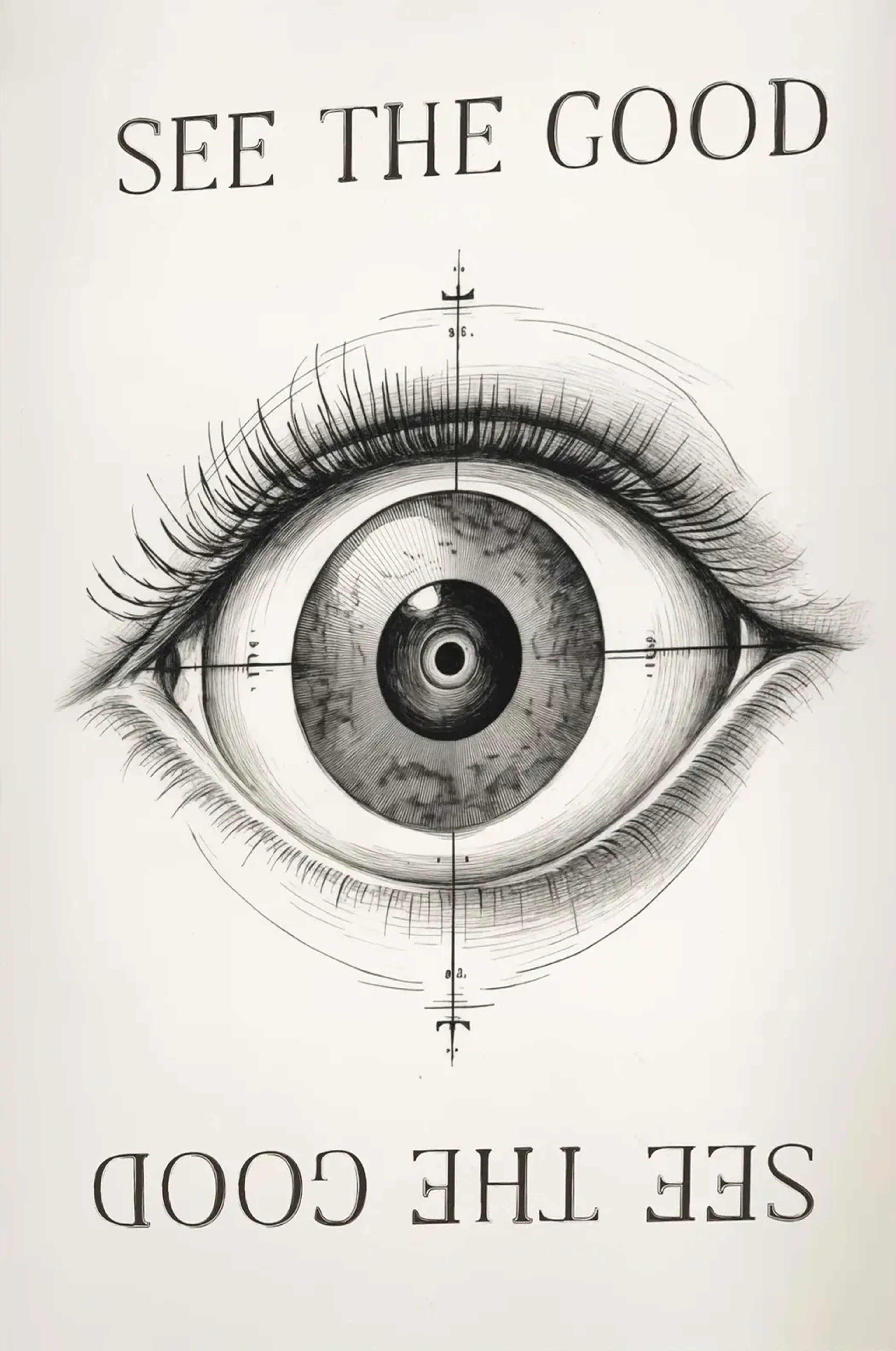 Auge See the good – Motiv als Wandbild auf Holz