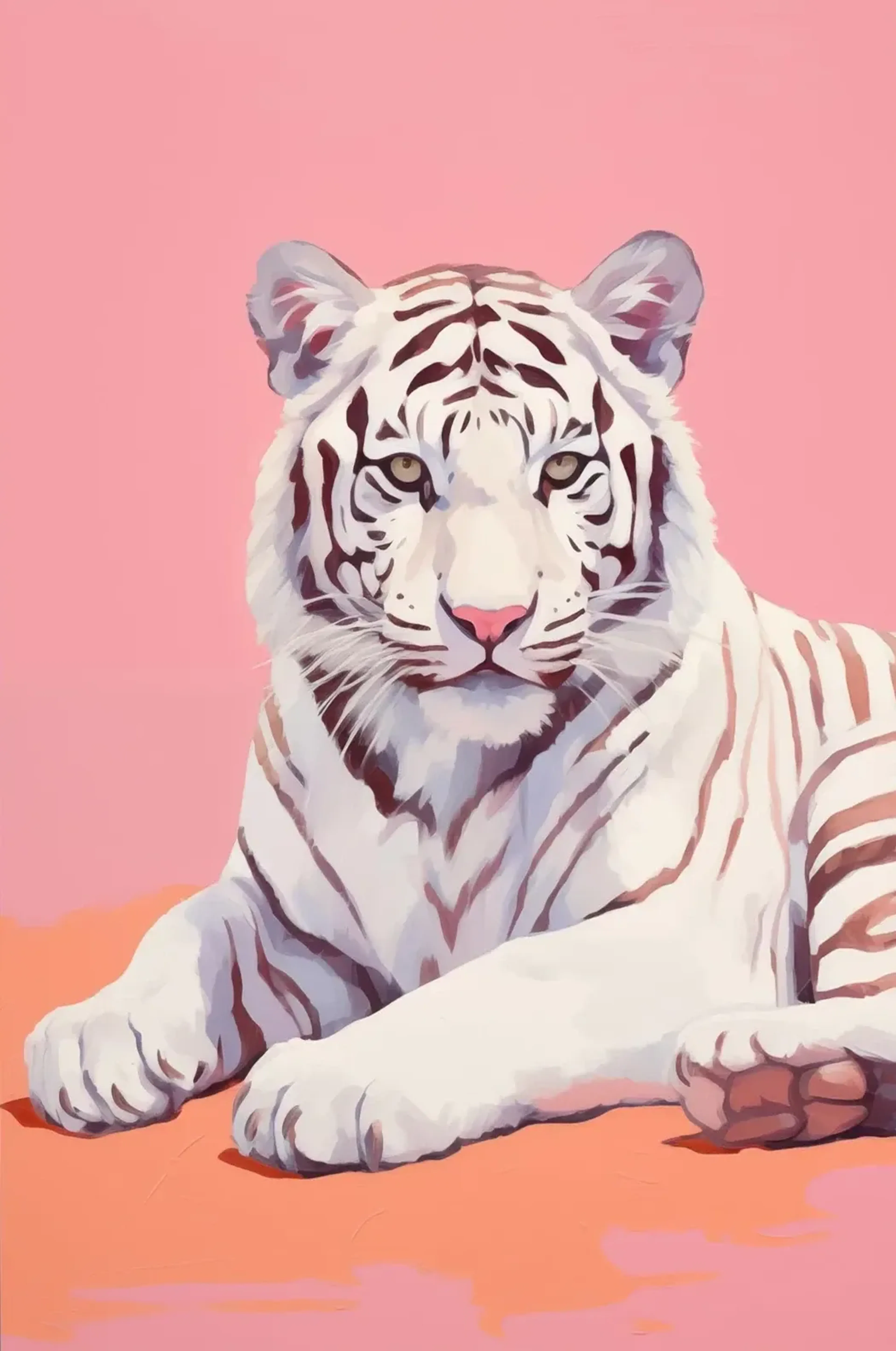 Weißer Tiger Pop Art – Motiv als Wandbild auf Holz