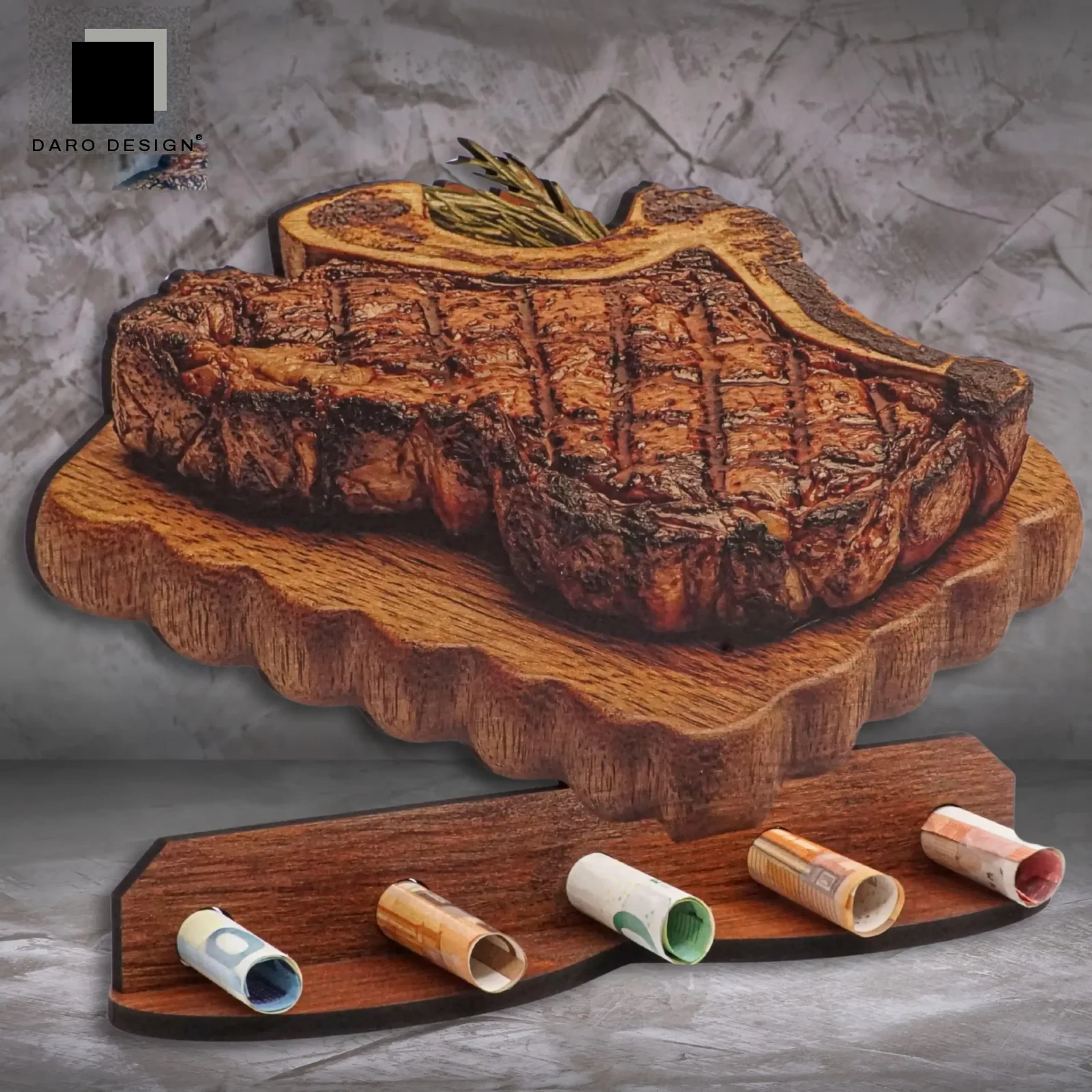 Geldgeschenk „Steak“ in Holzoptik – Ansicht 3