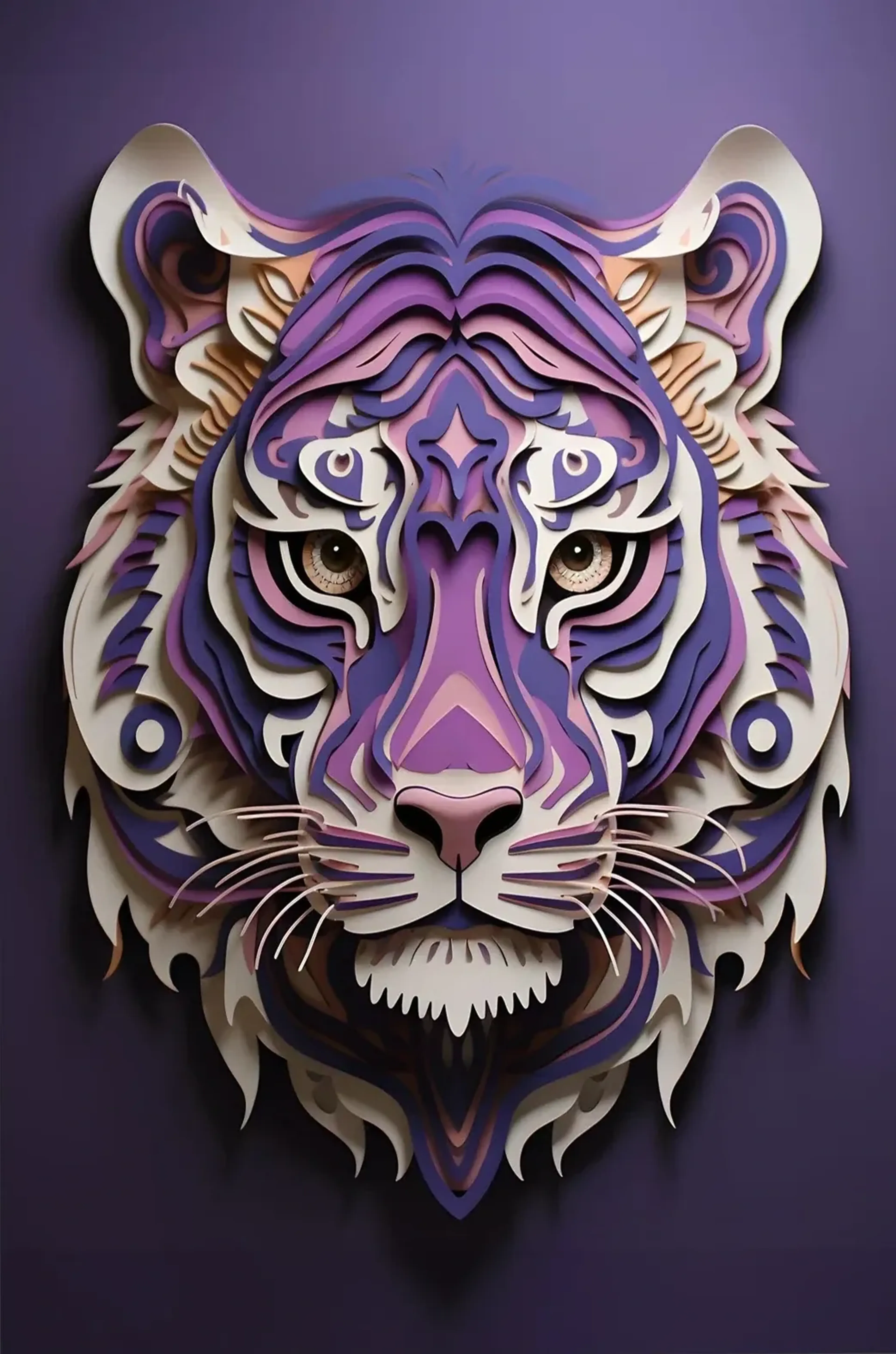 Tiger abstrakt – Motiv als Wandbild auf Holz