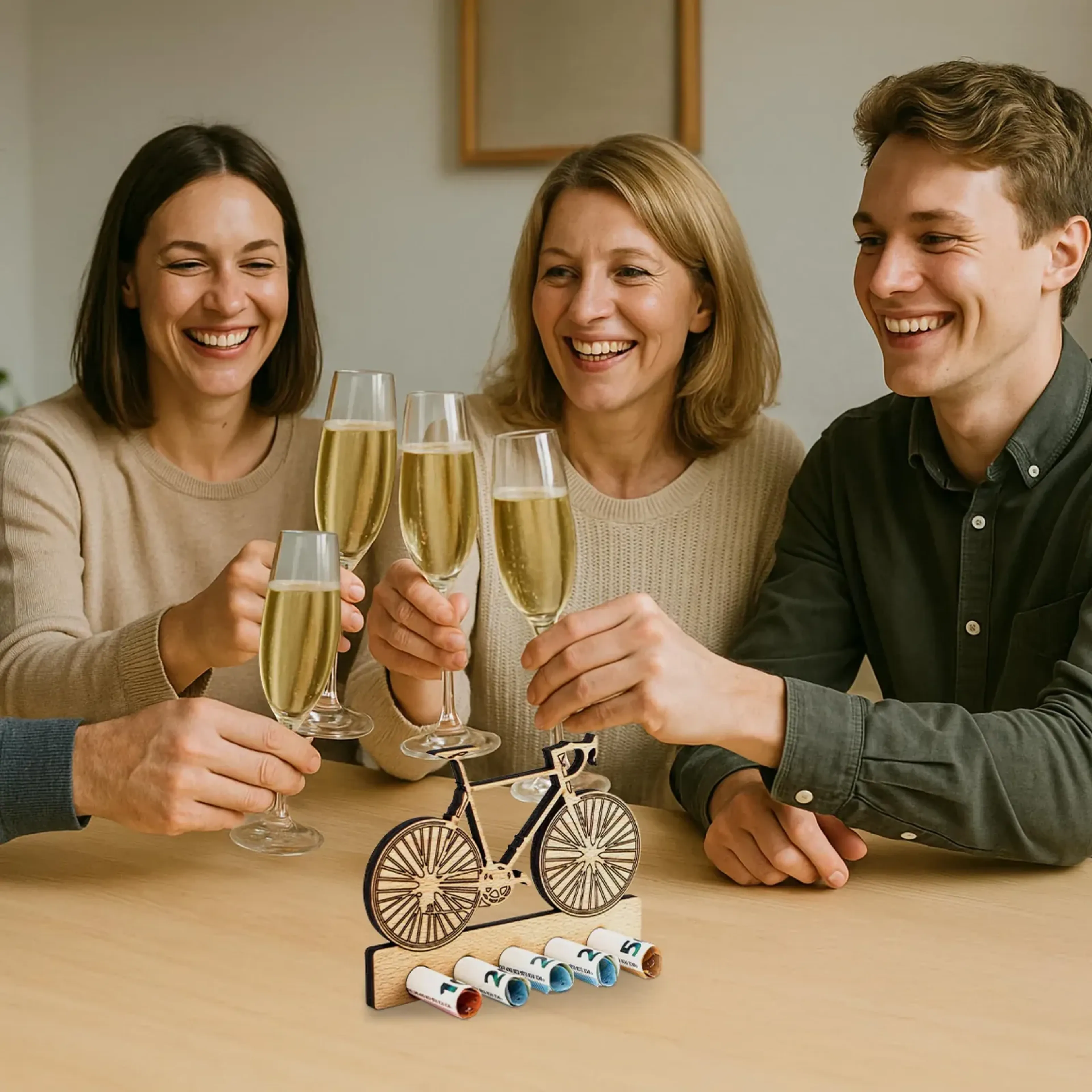 Geldgeschenk „Rennrad“ aus Holz – Ansicht 2