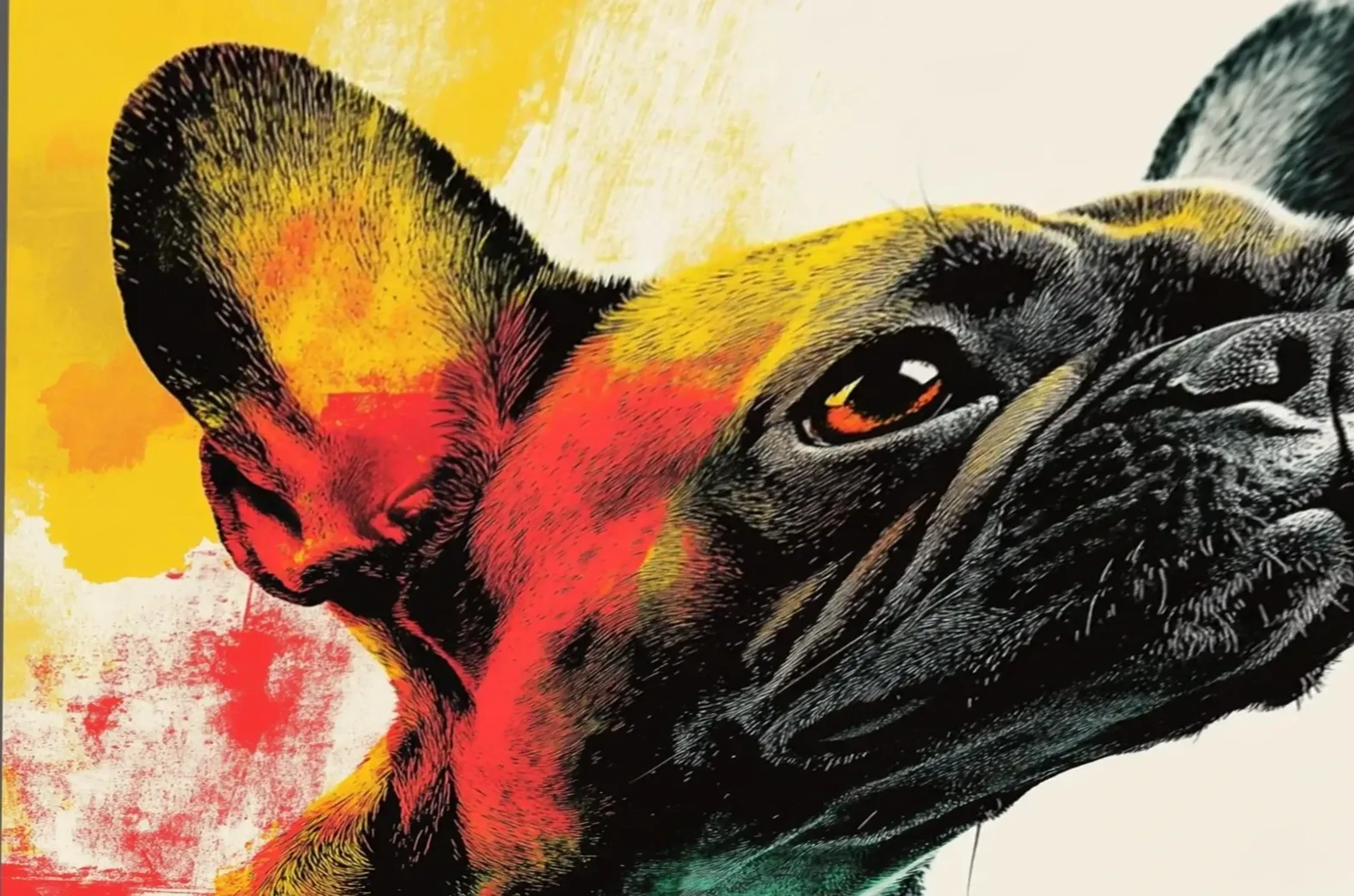 Bulldogge im Nahblick – Motiv als Wandbild auf Holz