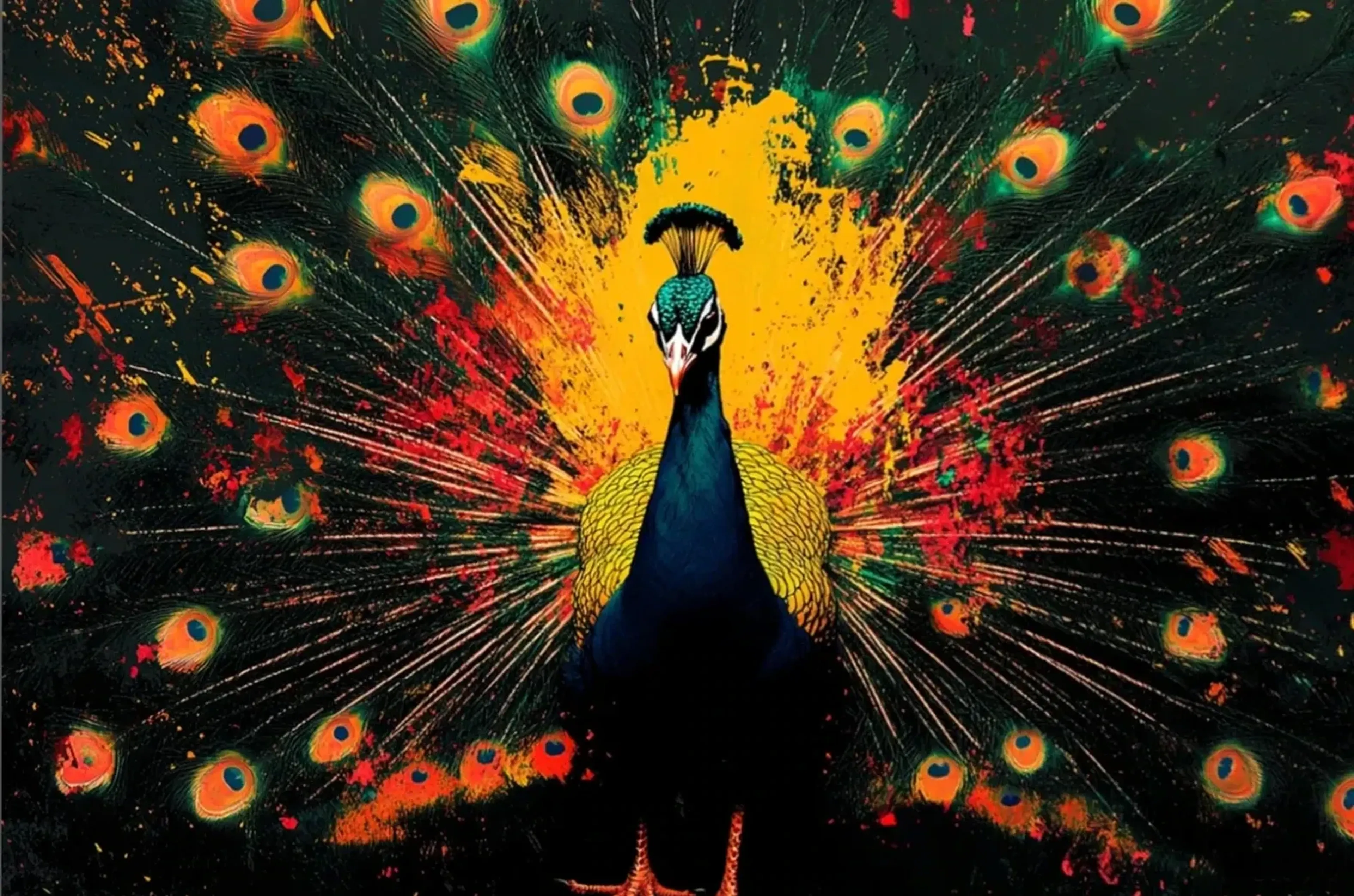 Pfau – Motiv als Wandbild auf Holz