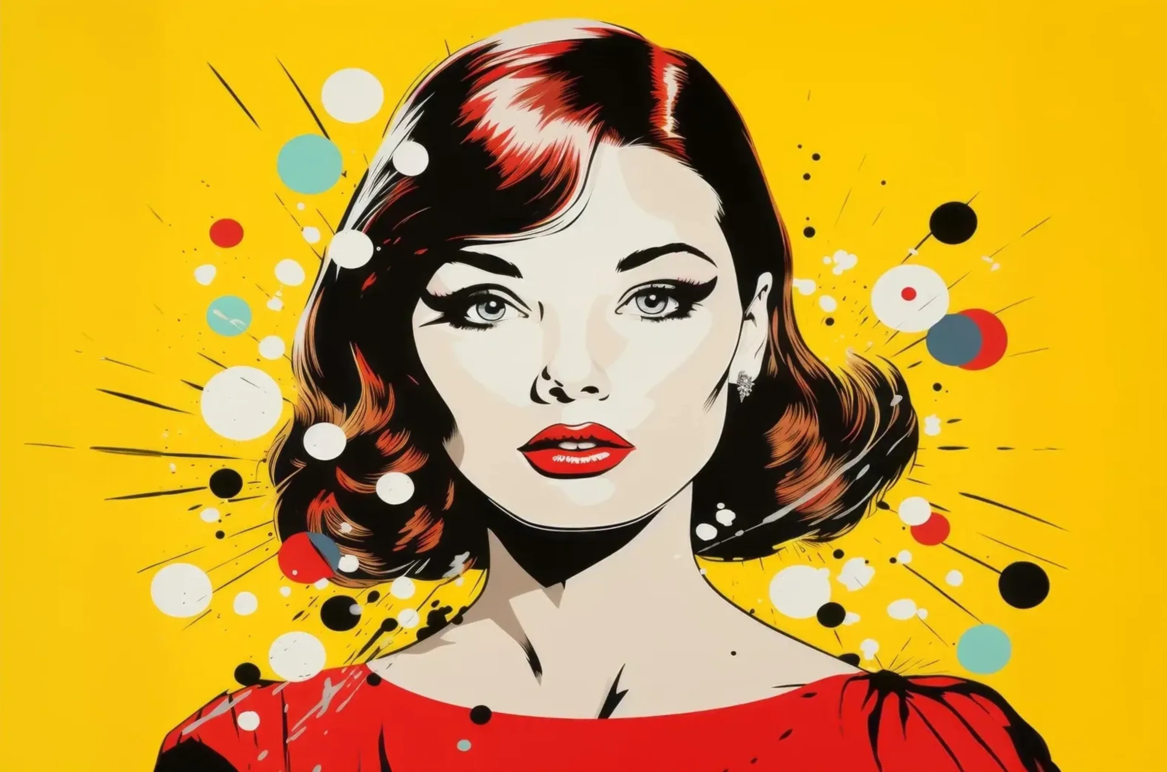 Pop-Art Frau in Gelb – Motiv als Wandbild auf Holz