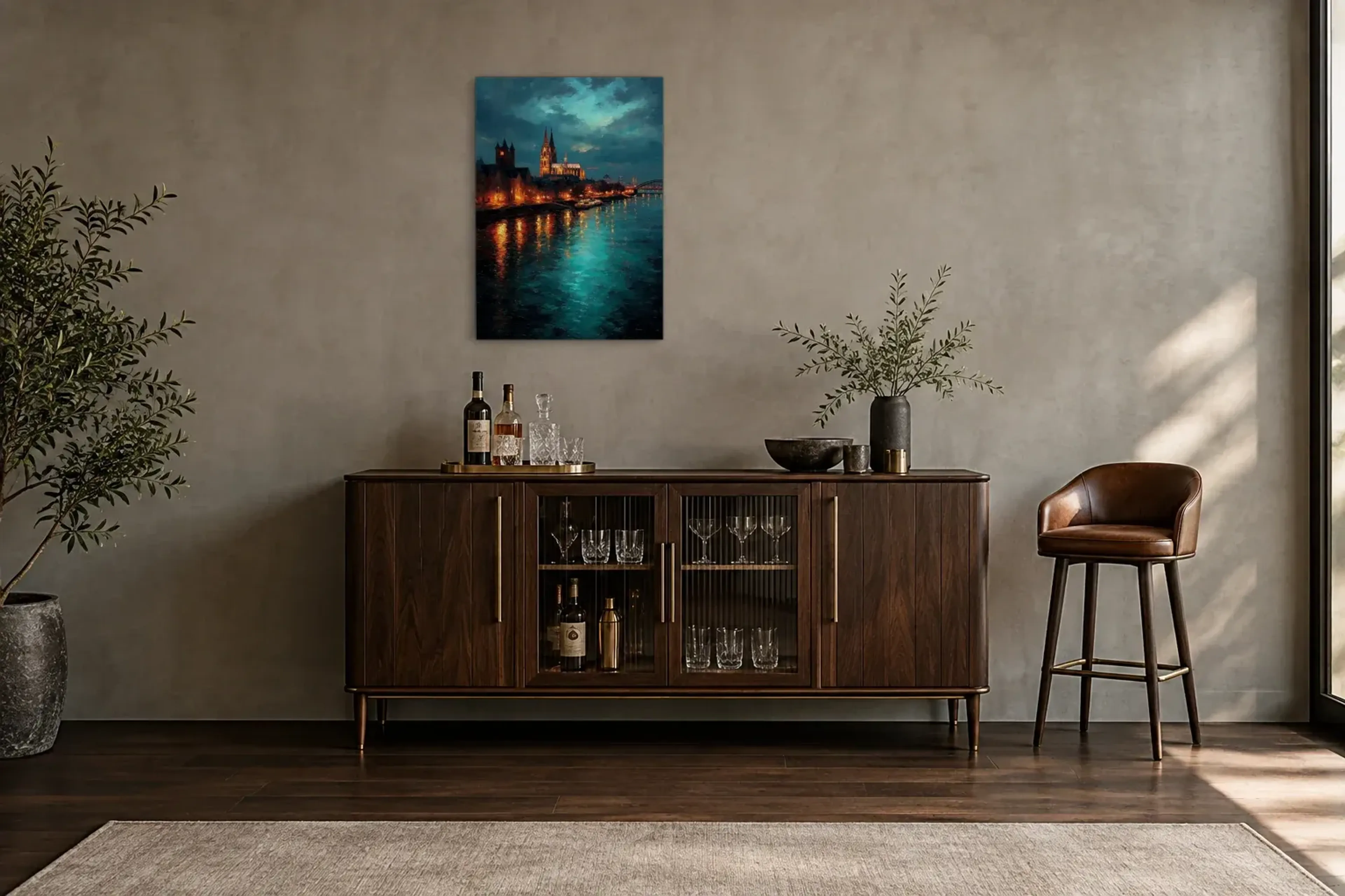 Köln im Lichterschein aus der Kollektion Köln als Wandbild im Raum