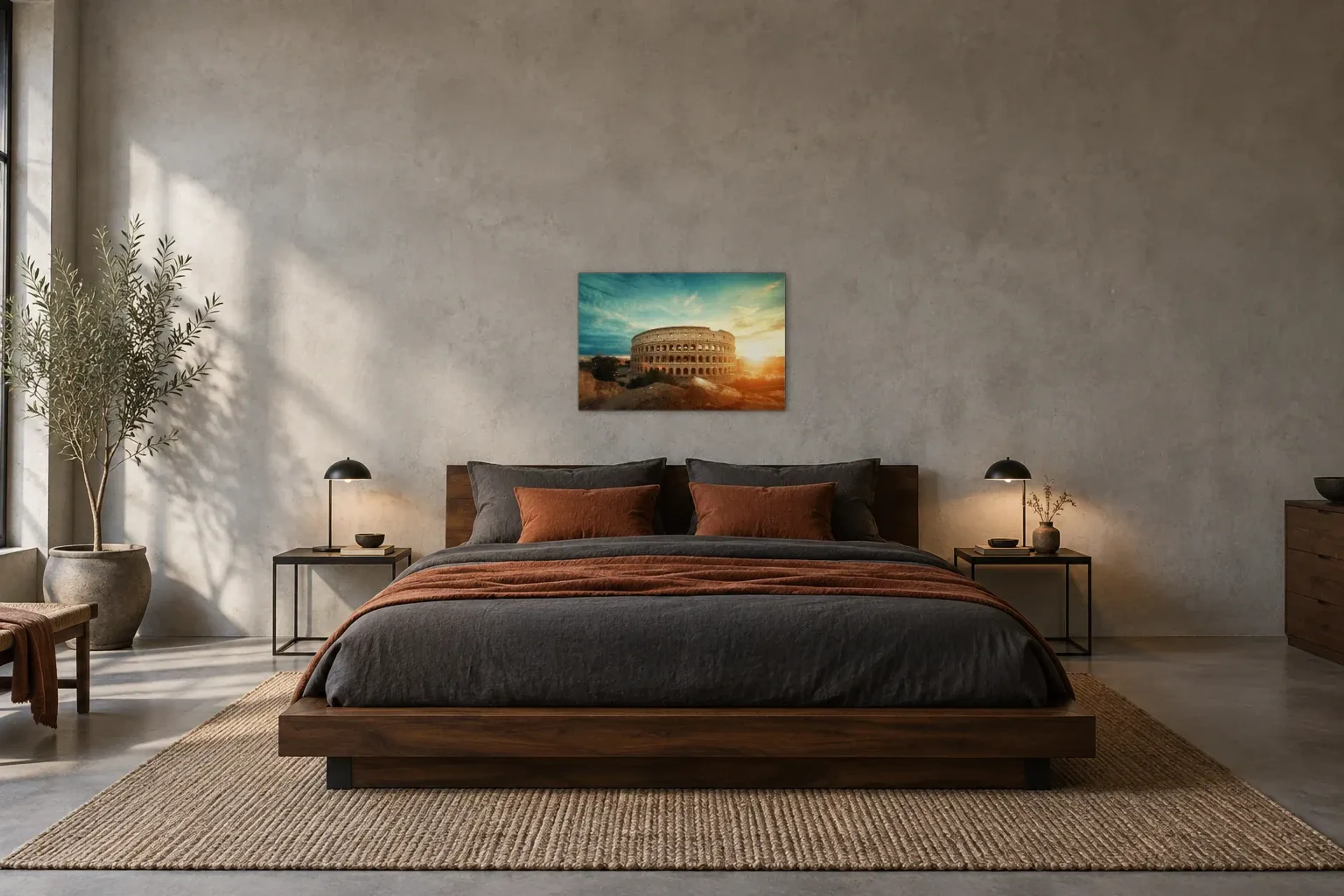 Kolosseum Italien als Wandbild über einem 180-cm-Bett