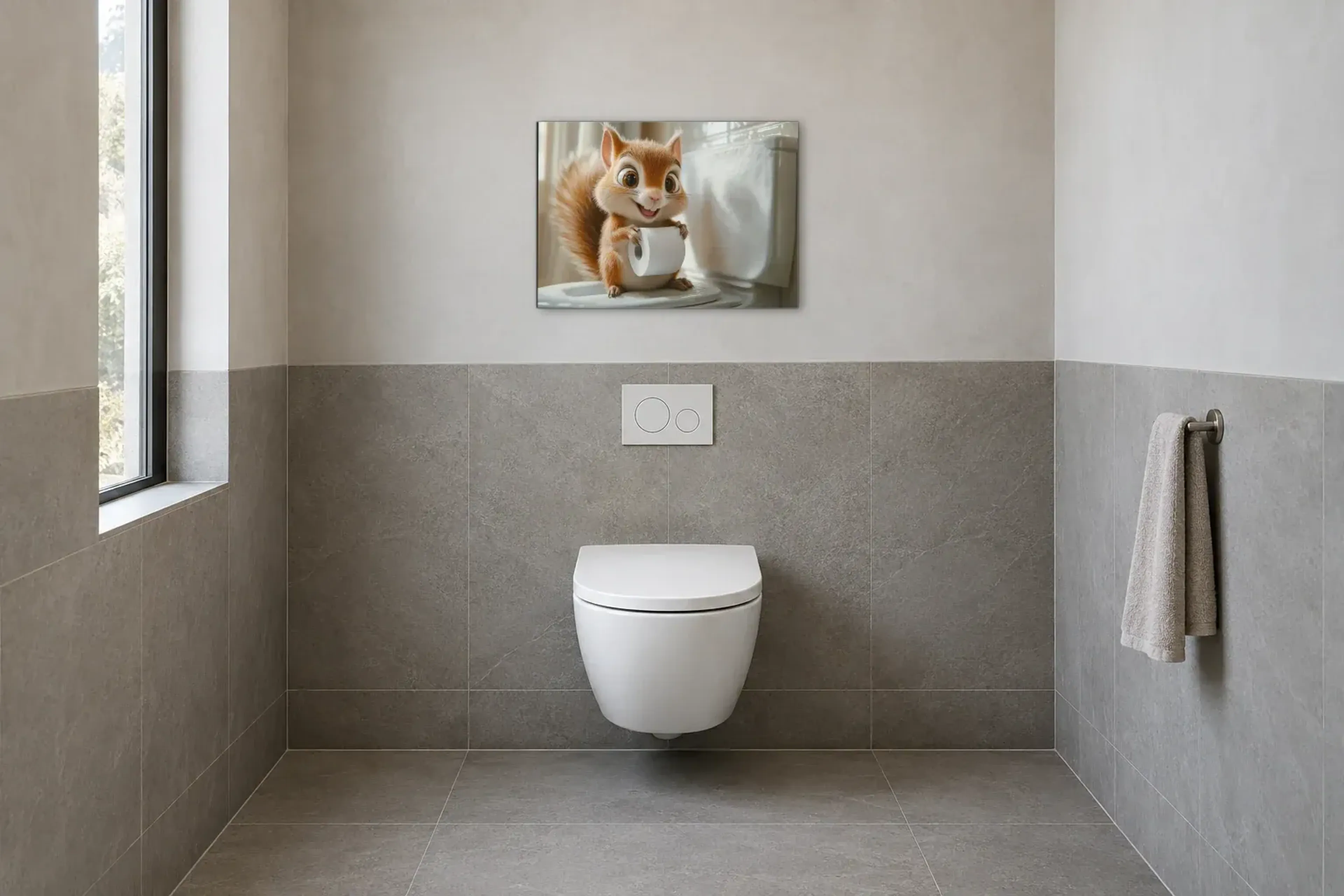 Eichhörnchen im hellen Bad als Wandbild im Gäste-WC