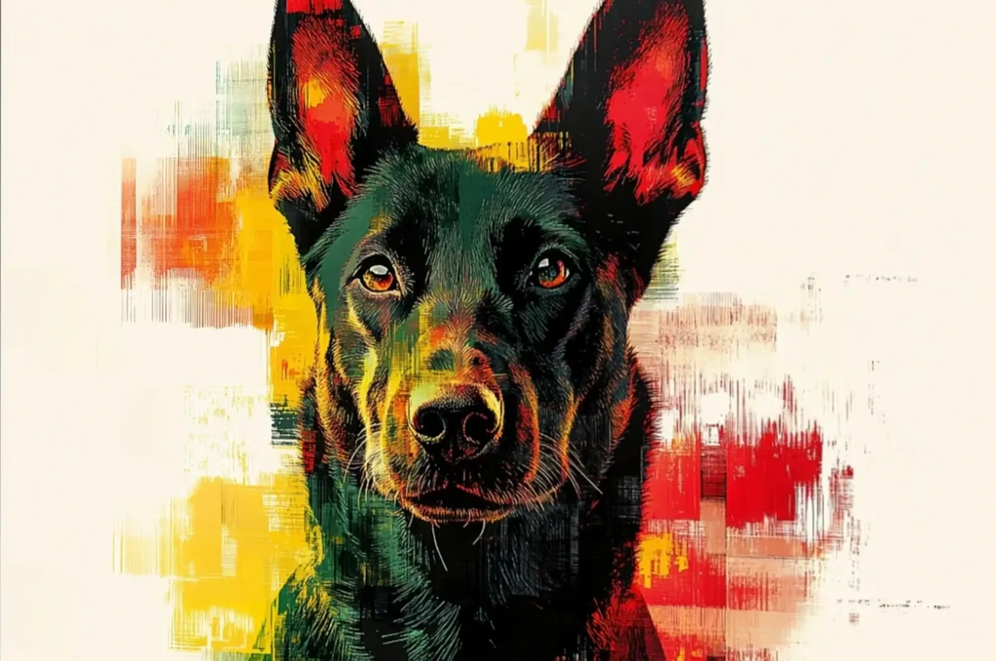 Malinois mit wachem Blick – Motiv als Wandbild auf Holz