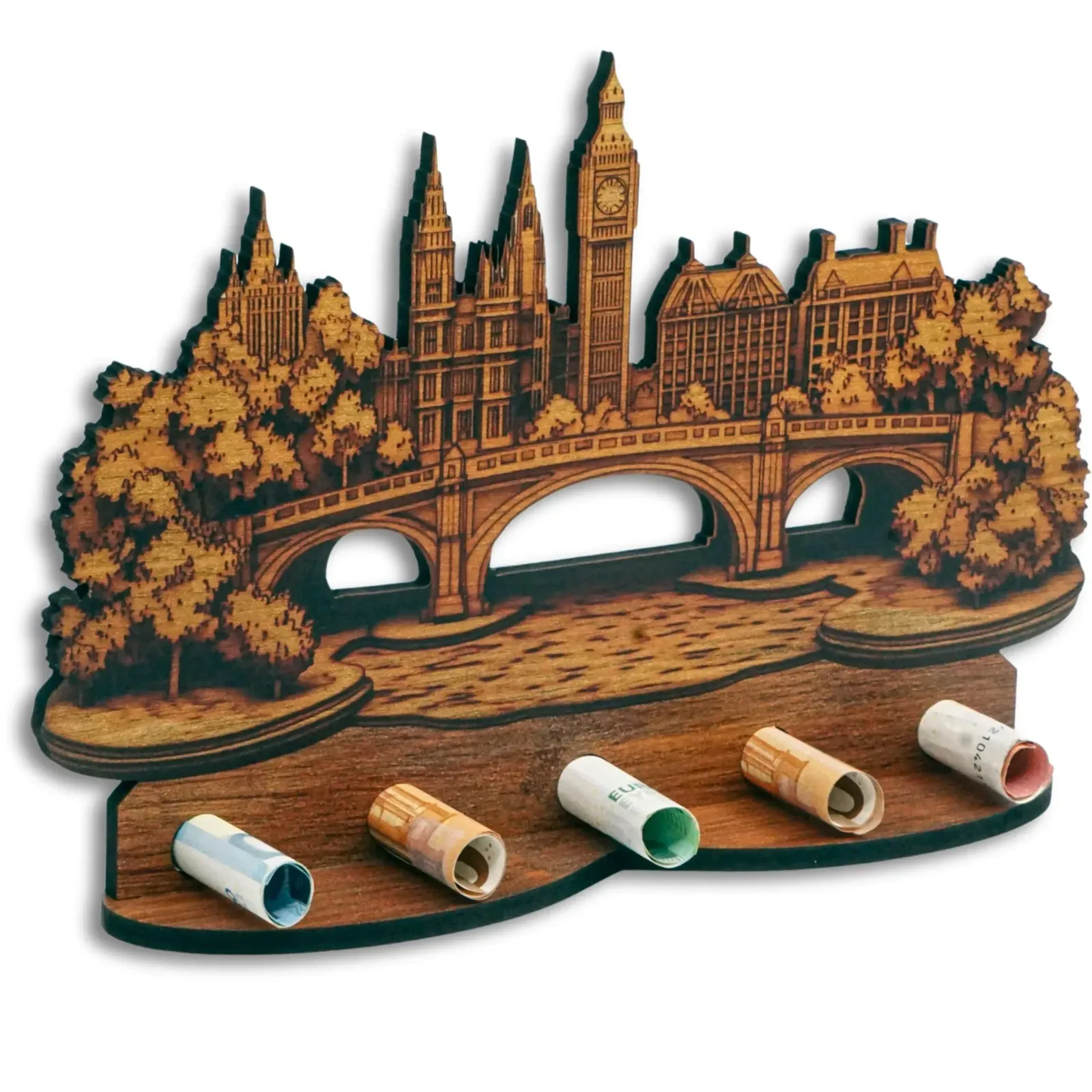 Geldgeschenk „Big Ben“ in Holzoptik
