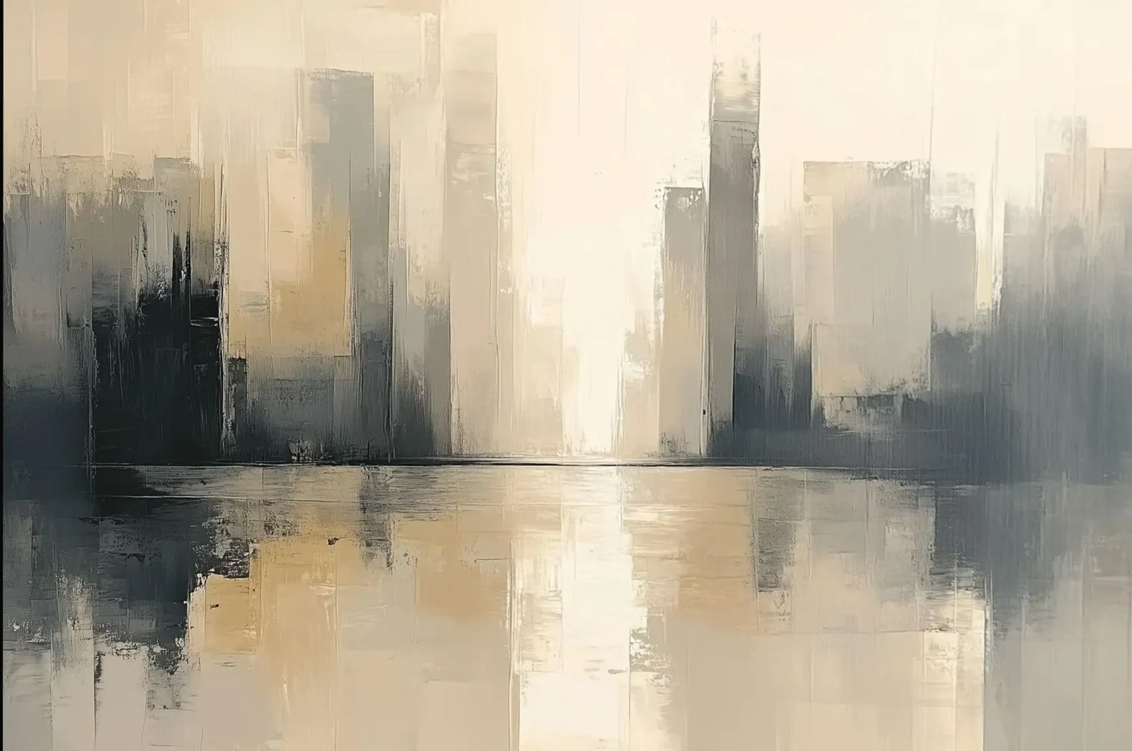 Skyline Beige – Motiv als Wandbild auf Holz