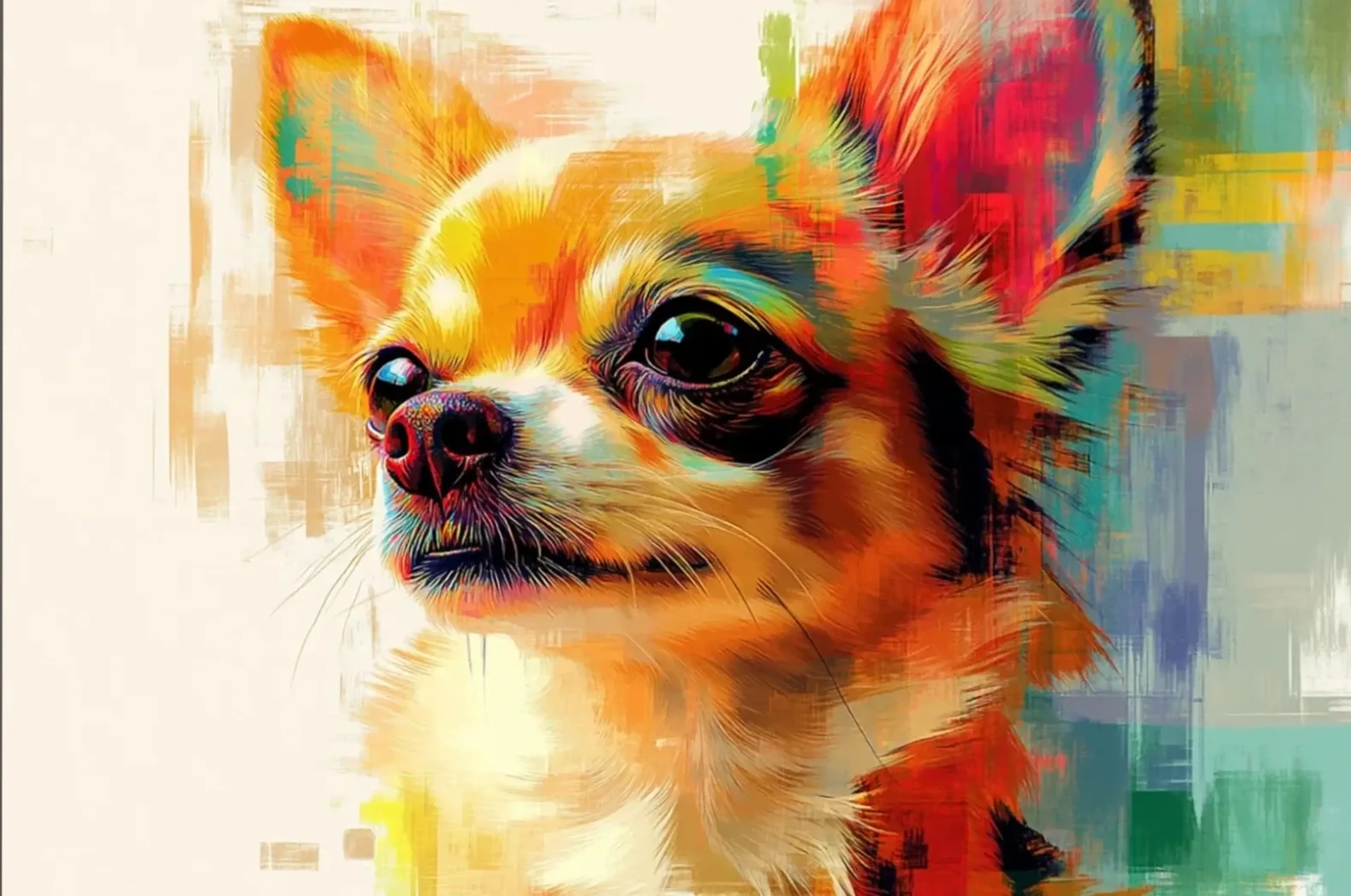 Langhaar Chihuahua – Motiv als Wandbild auf Holz
