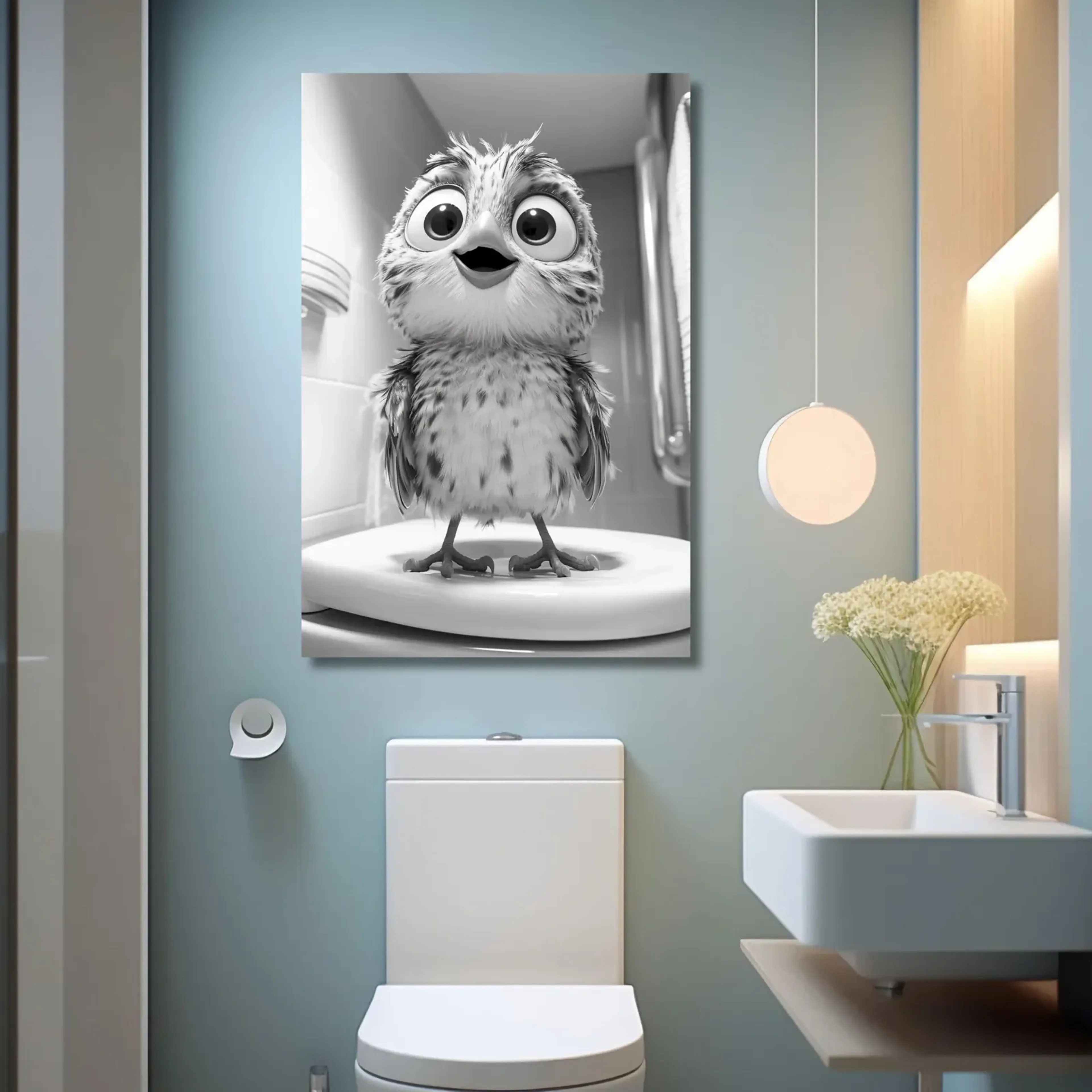 Vogel auf Toilettenbrille – Ansicht 6