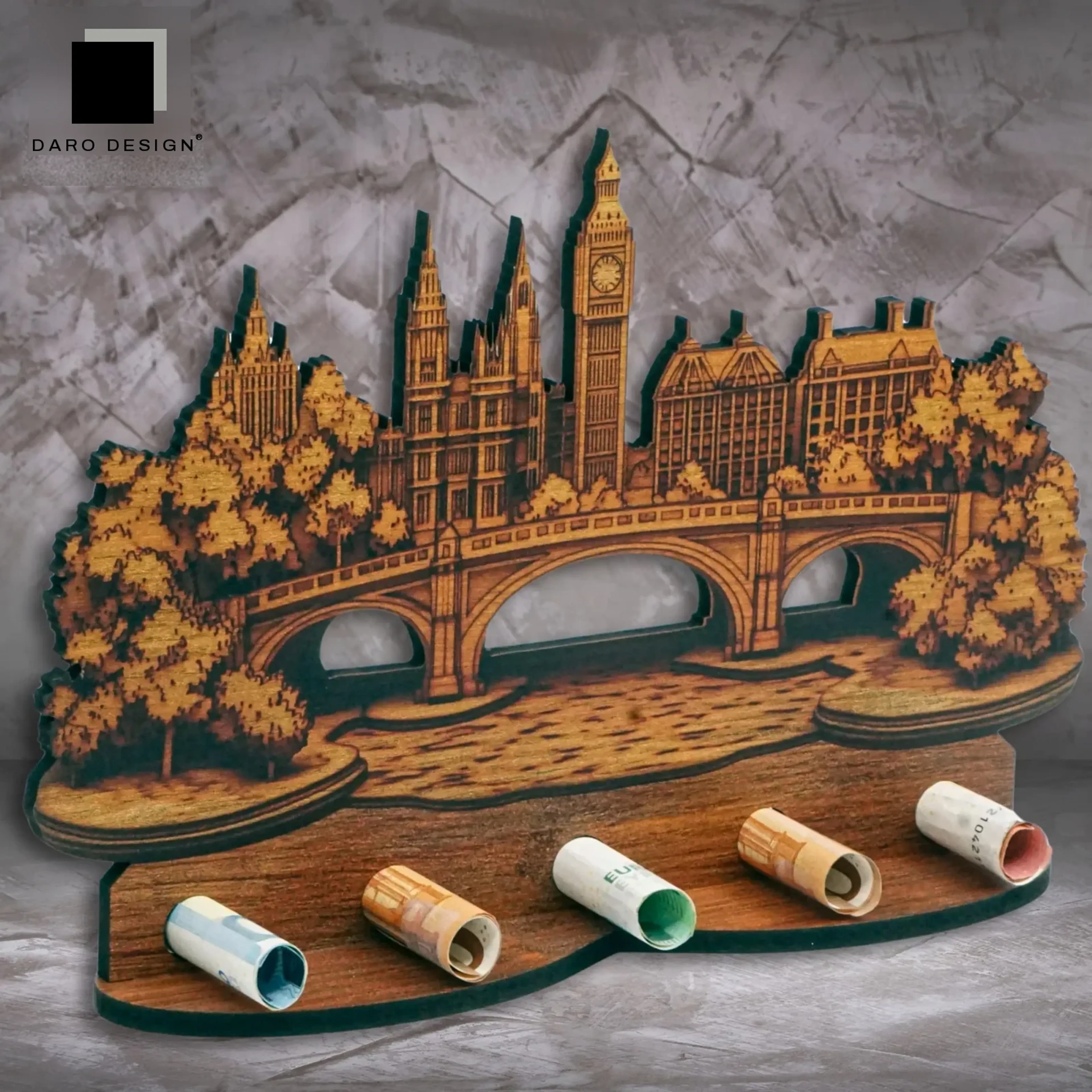 Geldgeschenk „Big Ben“ in Holzoptik – Ansicht 3