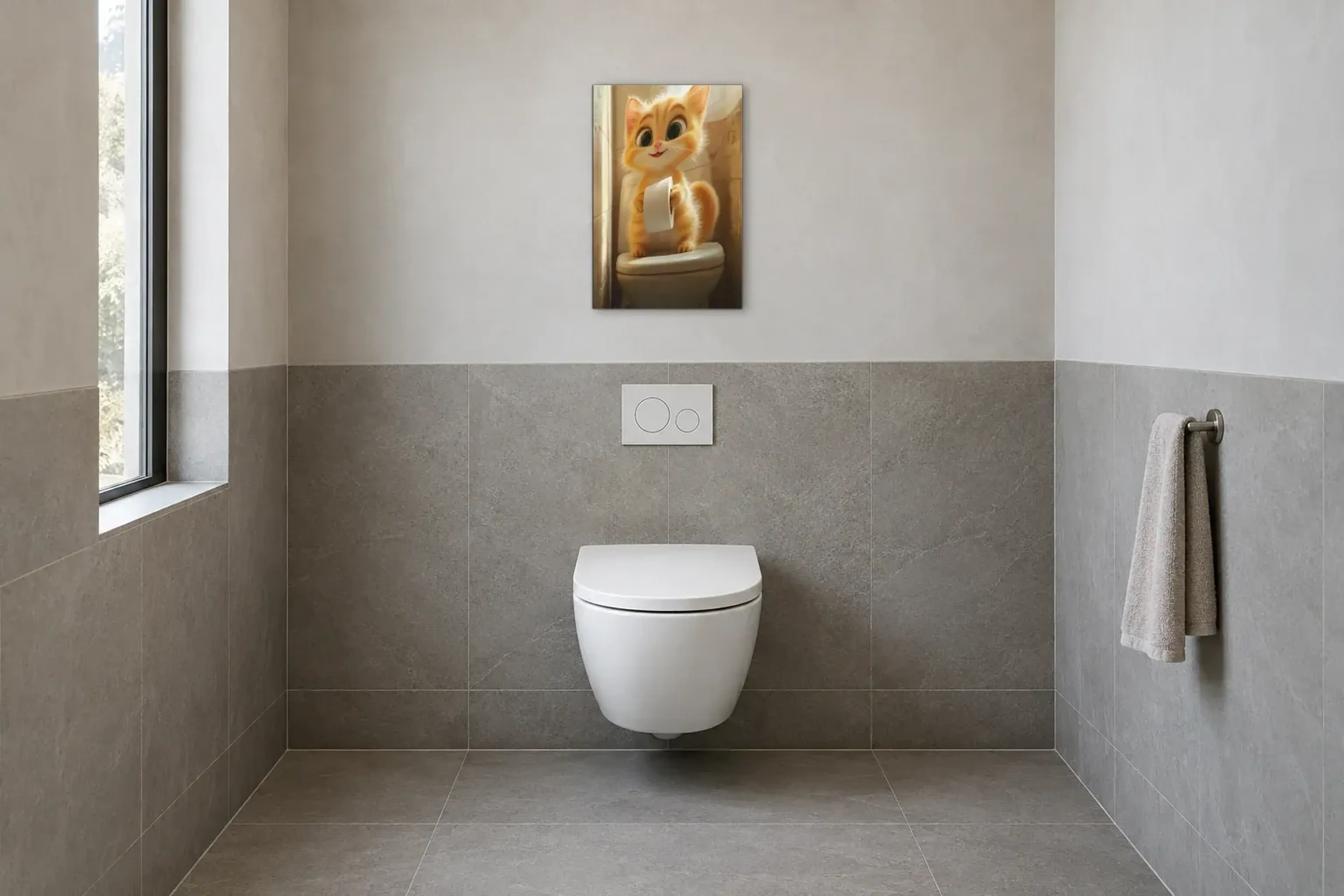 Kätzchen im Sonnenlicht als Wandbild im Gäste-WC