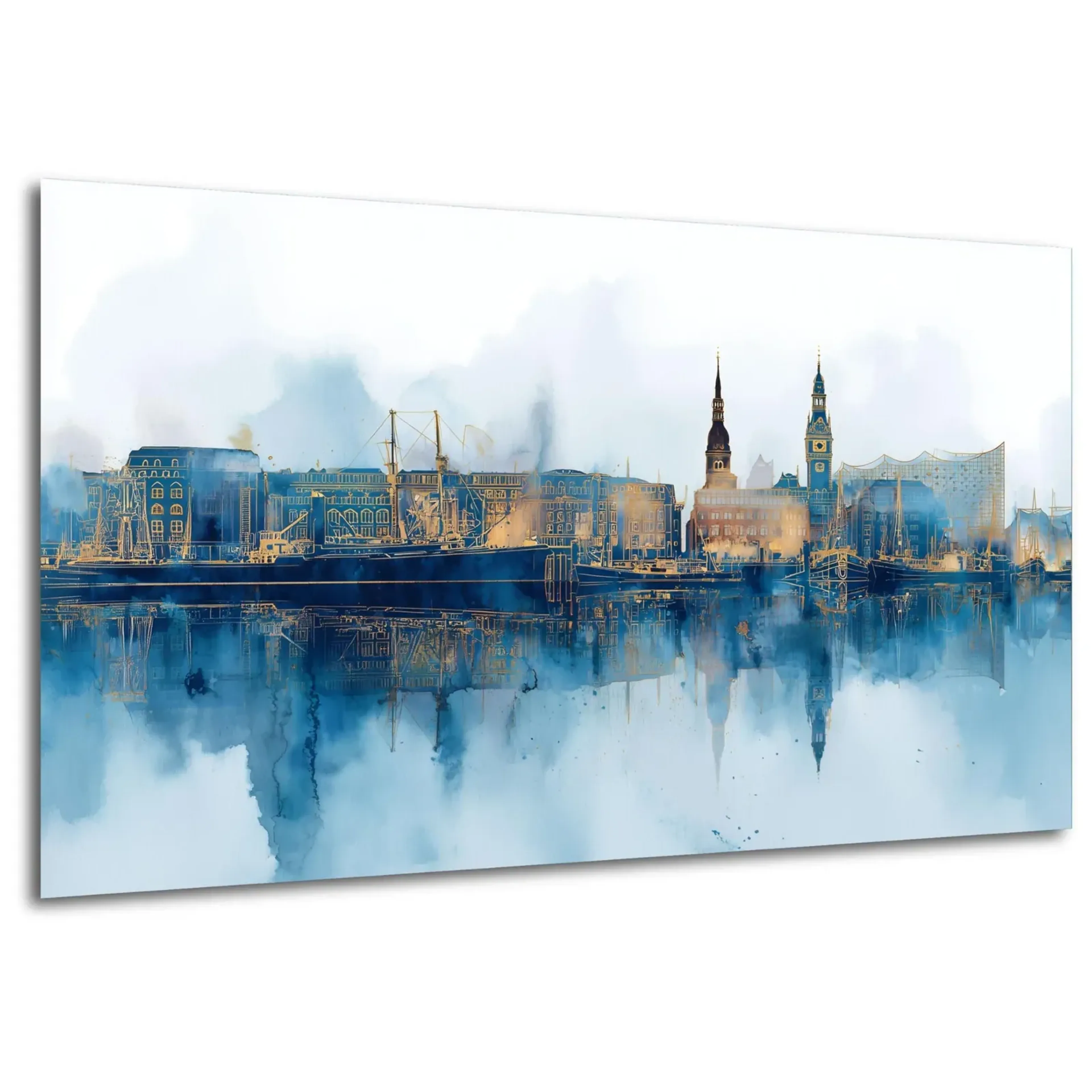 Hamburger Hafen in Blaugold