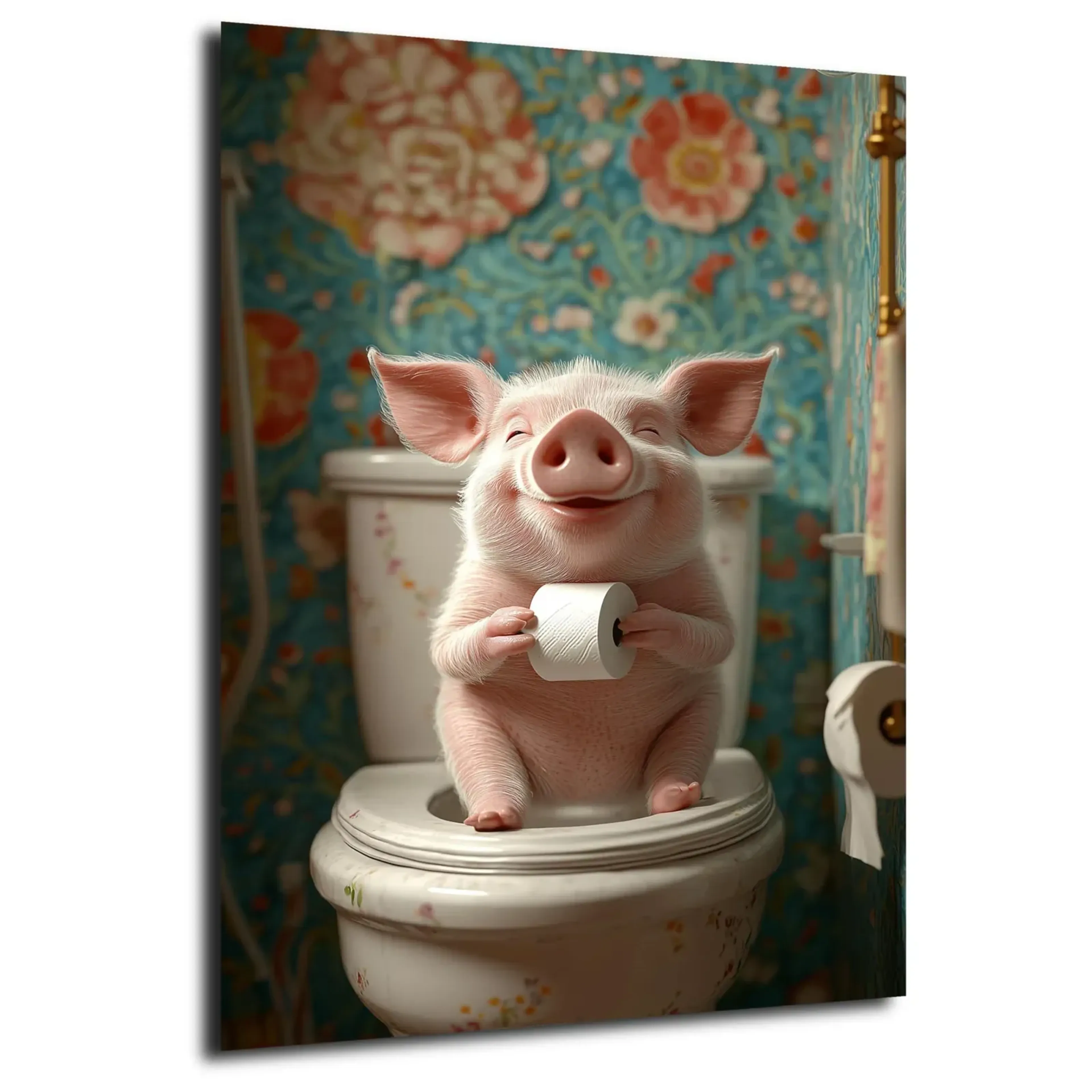 Schwein vor Blumentapete – Ansicht 5