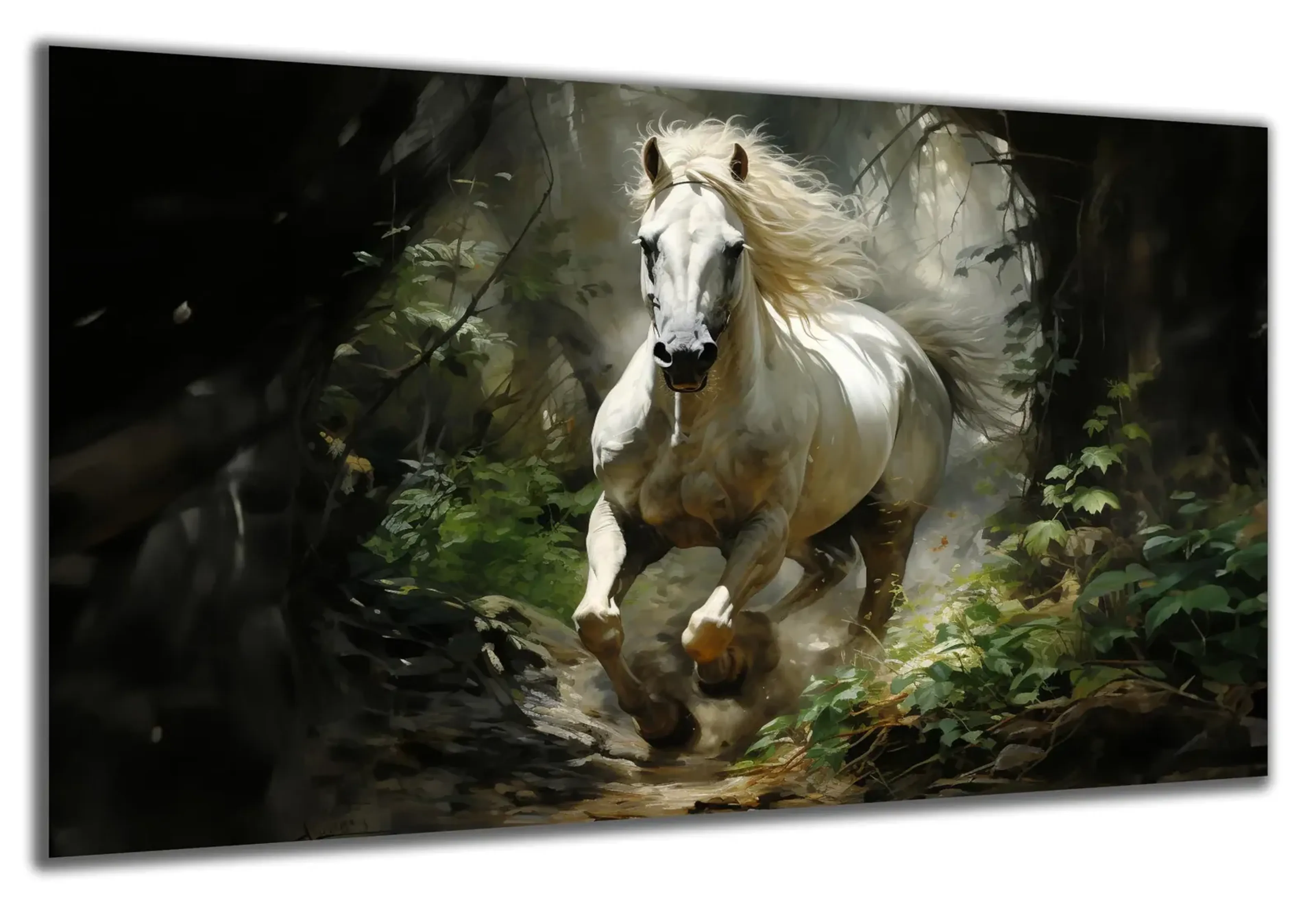 Weißes Pferd im Wald – Ansicht 5