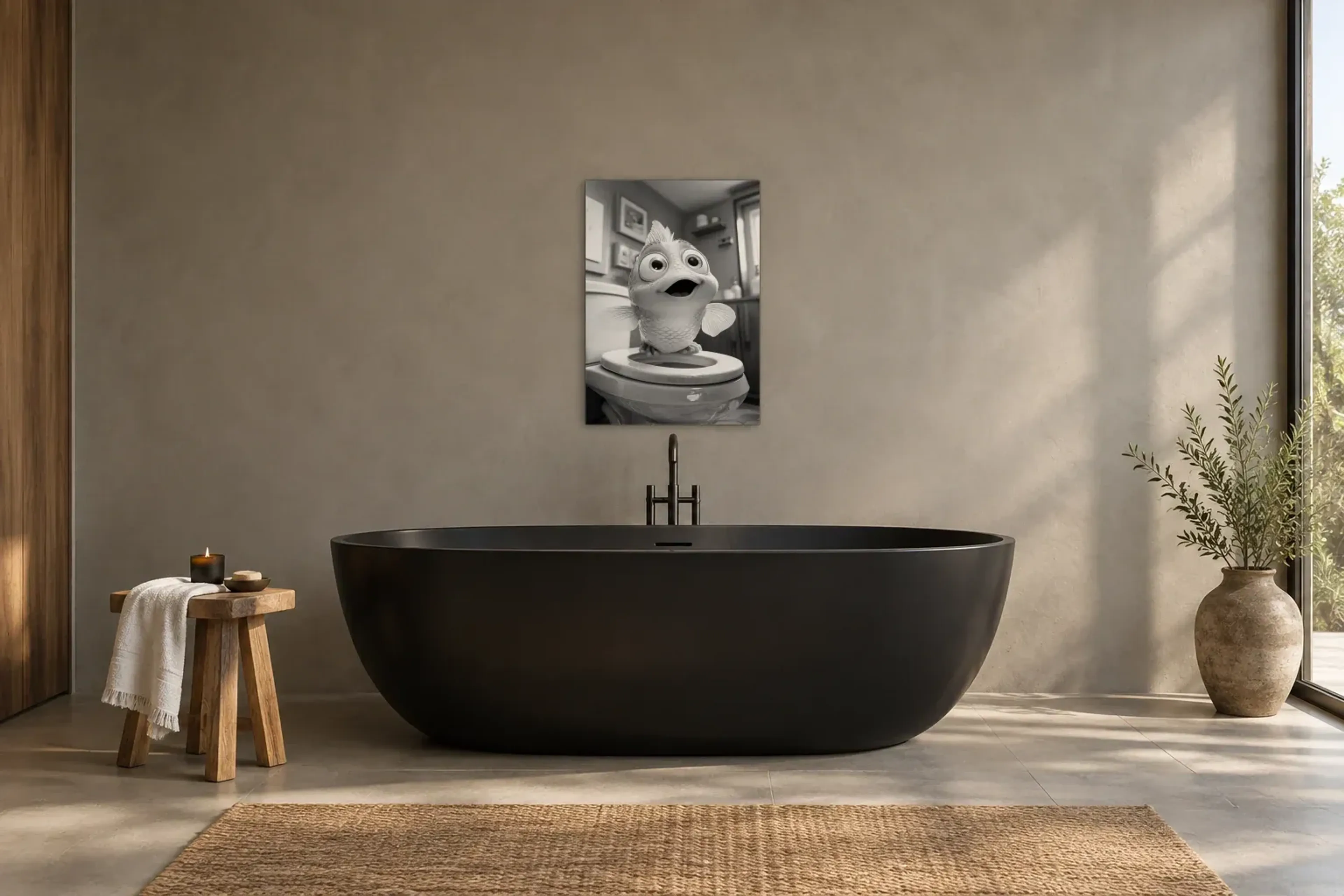 Koi Karpfen als Wandbild über einer 170-cm-Badewanne