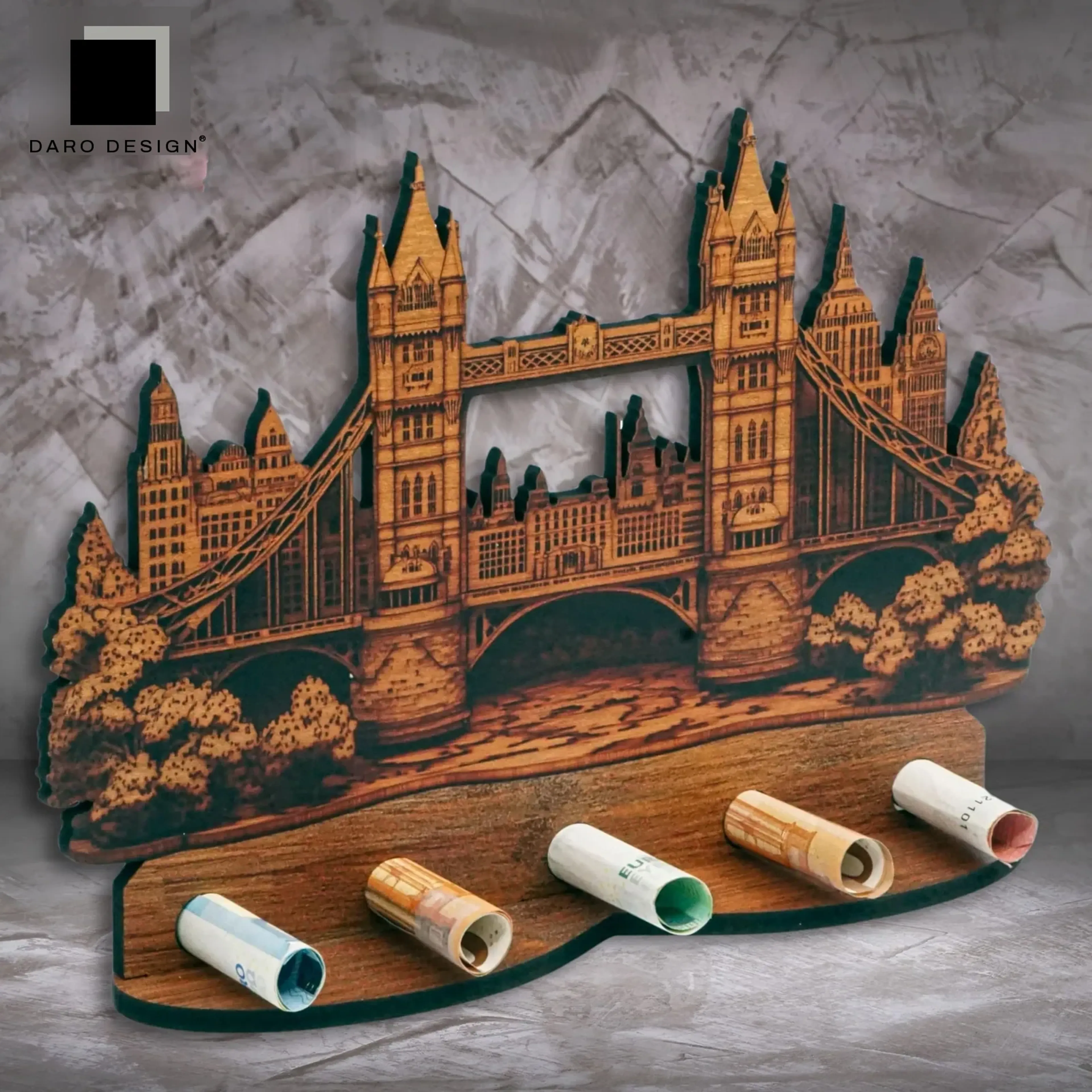 Geldgeschenk „Tower Bridge“ in Holzoptik – Ansicht 3