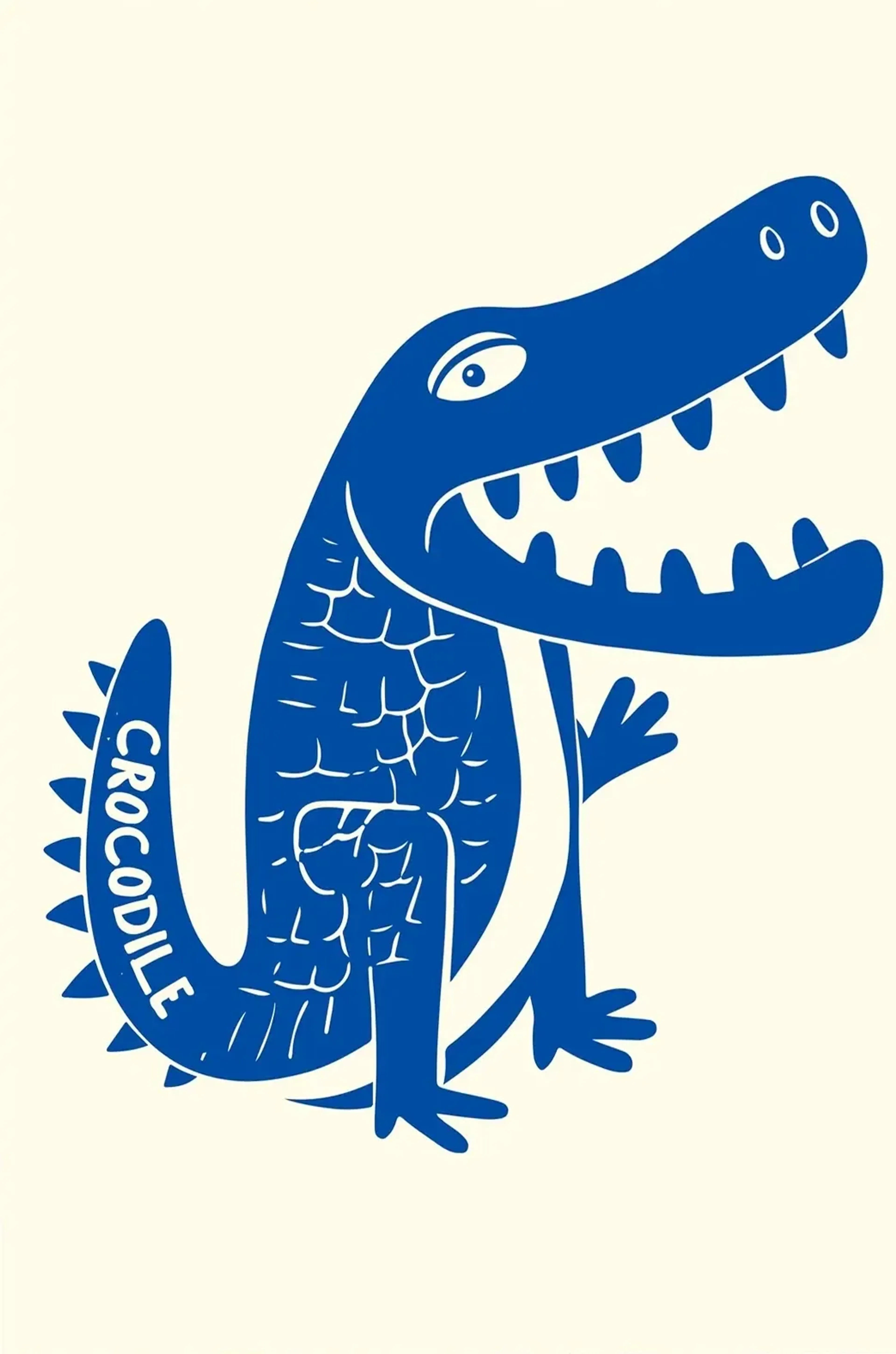 Krokodil blau – Motiv als Wandbild auf Holz