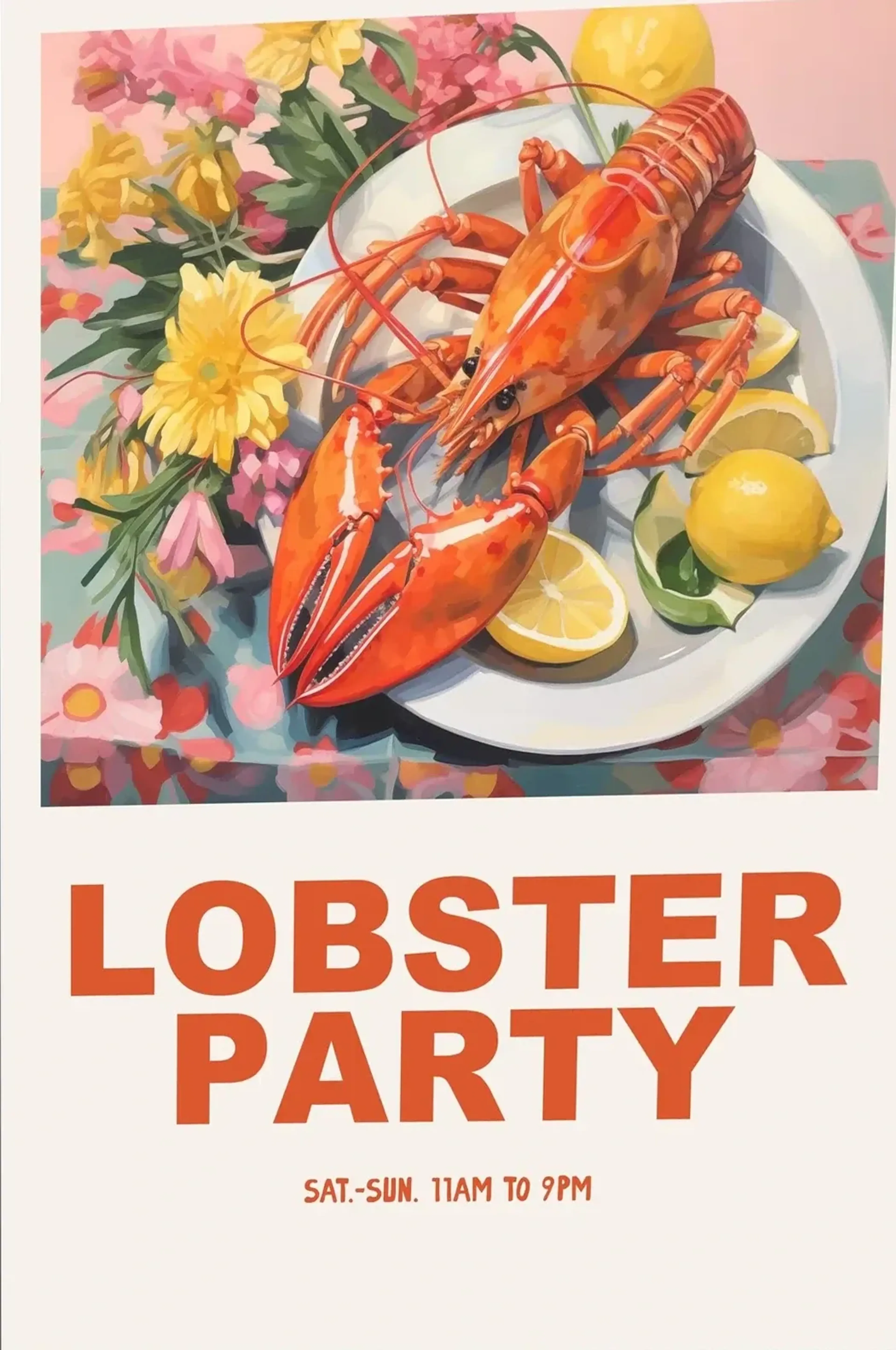 Lobster Party – Motiv als Wandbild auf Holz