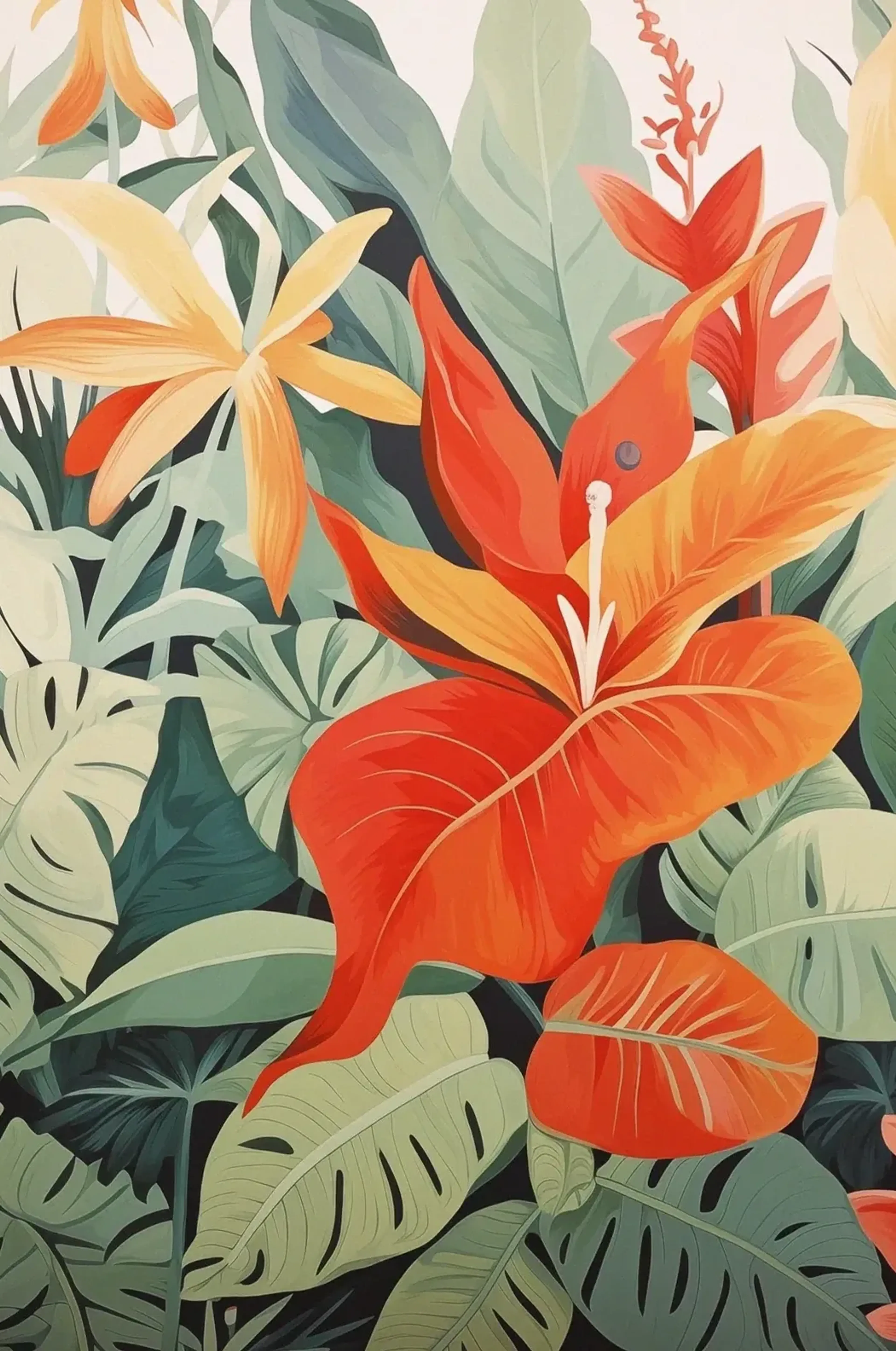 Exotische Blumen – Motiv als Wandbild auf Holz