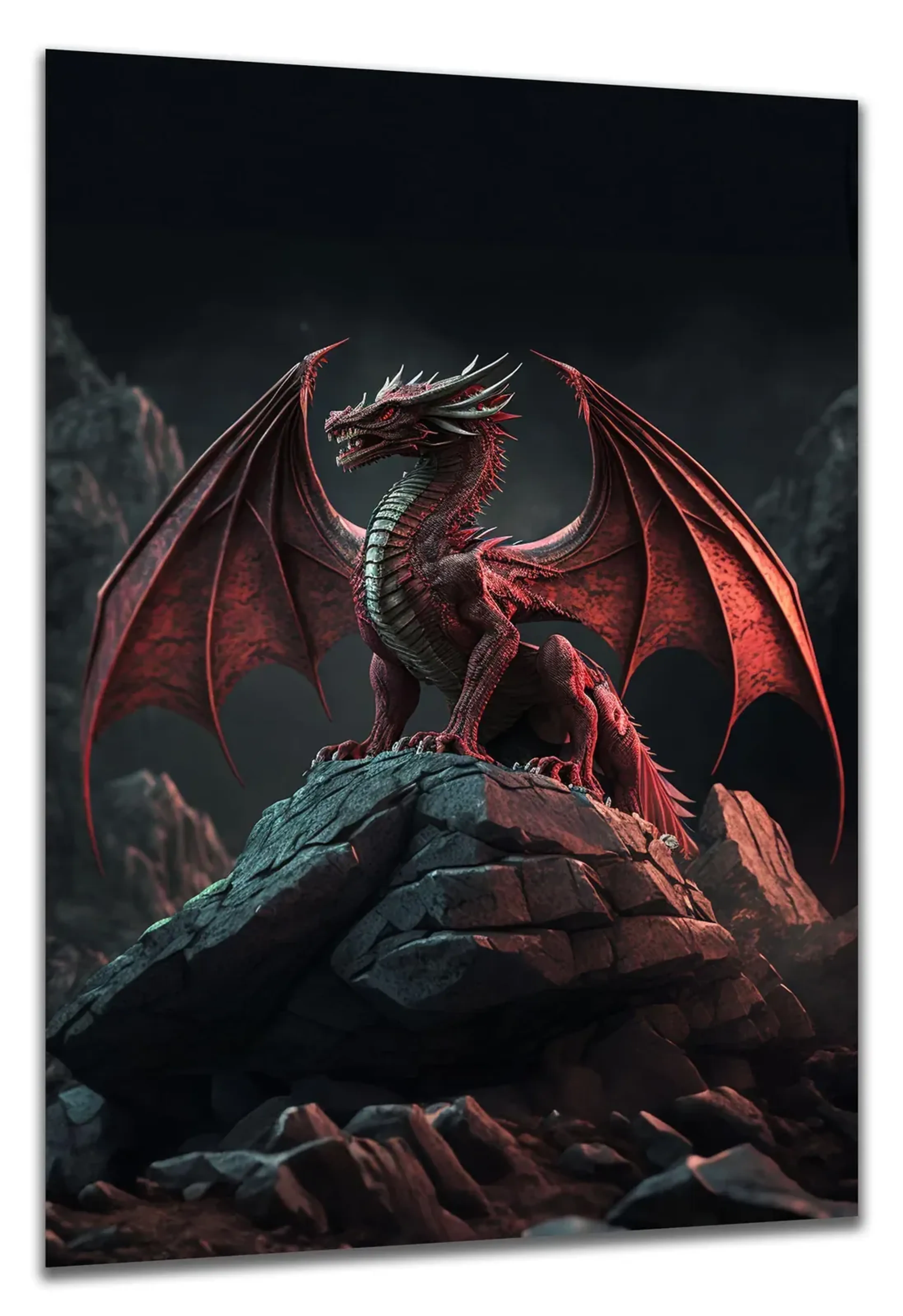 Roter Drache auf Felsen – Ansicht 5