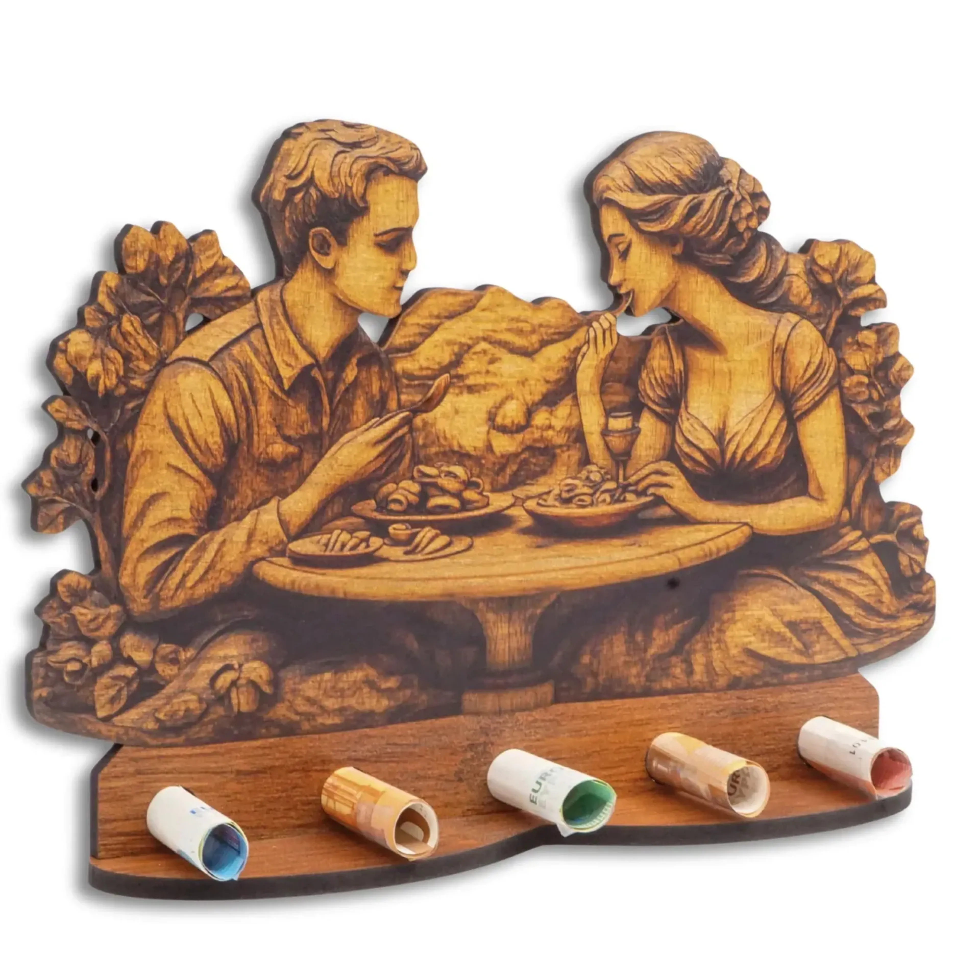 Geldgeschenk „Essen“ in Holzoptik