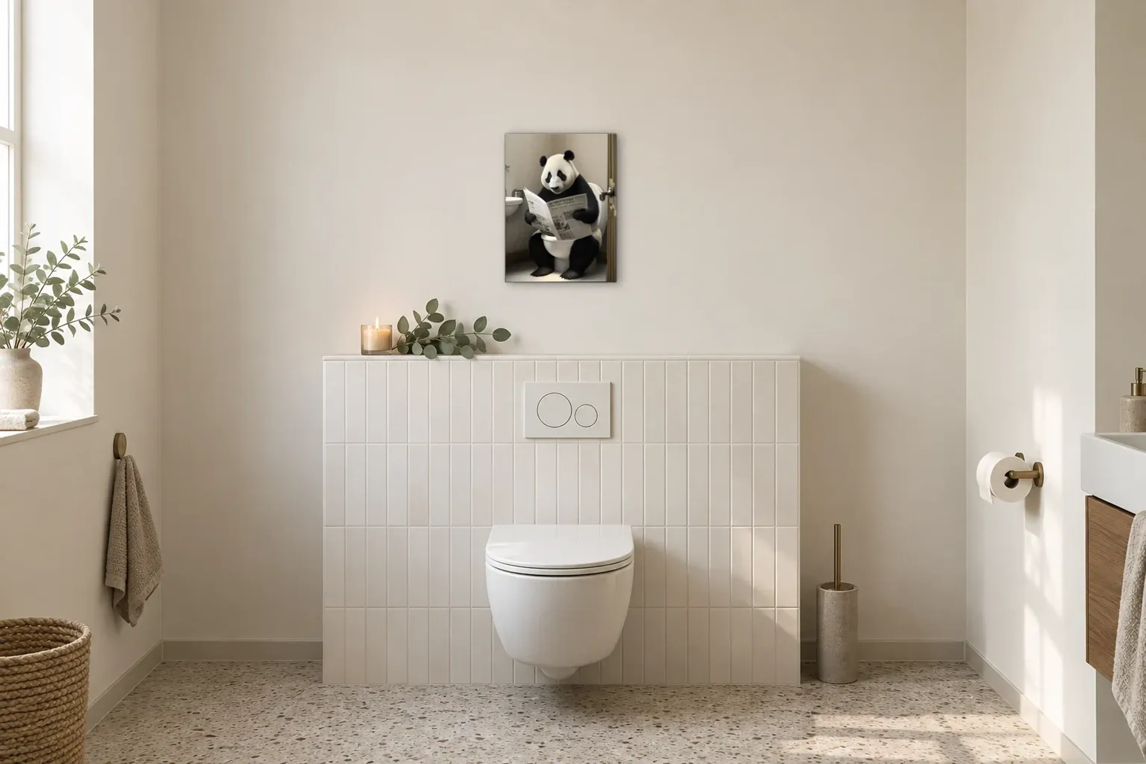 Panda Bär als Wandbild im Gäste-WC