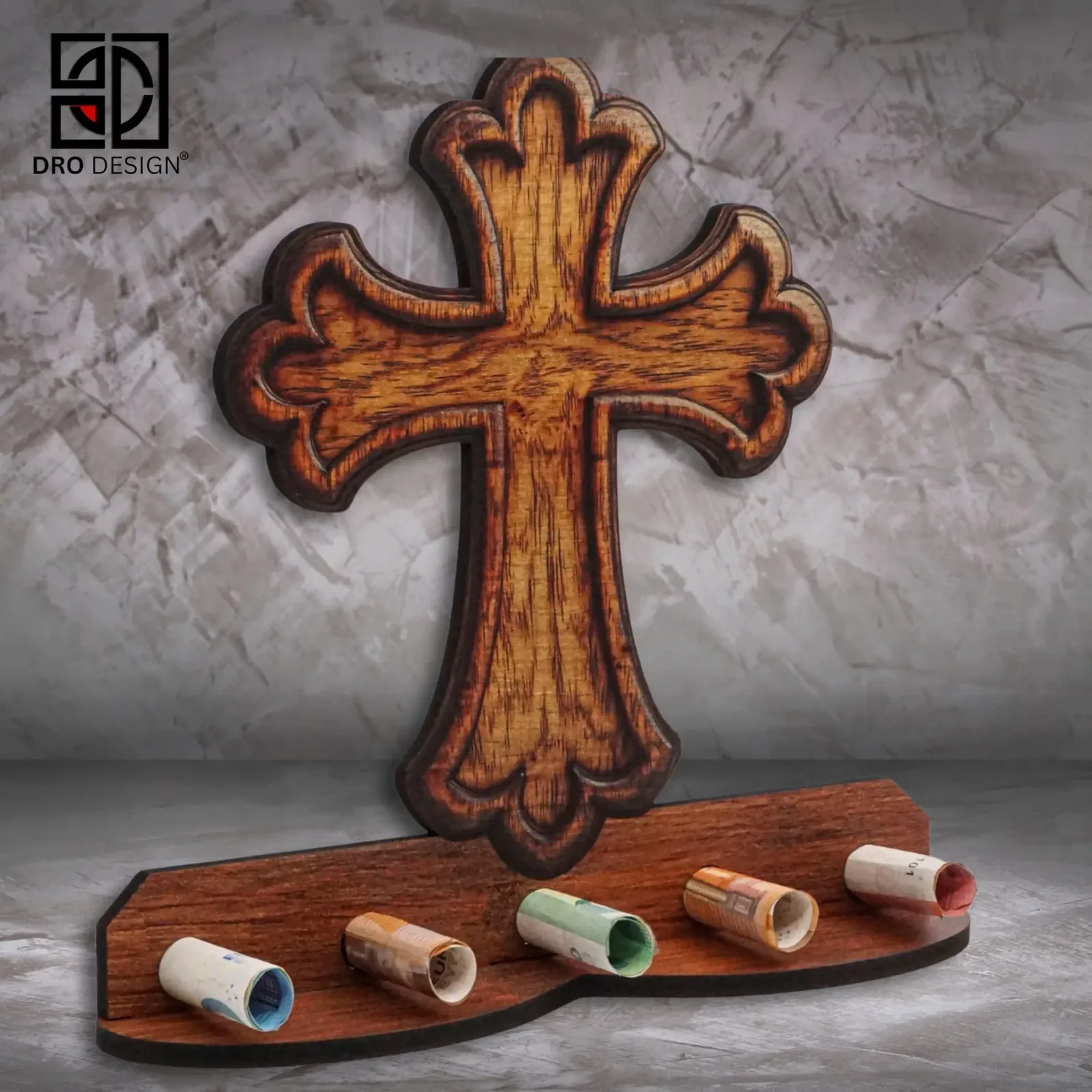 Geldgeschenk „Kreuz“ in Holzoptik – Ansicht 3
