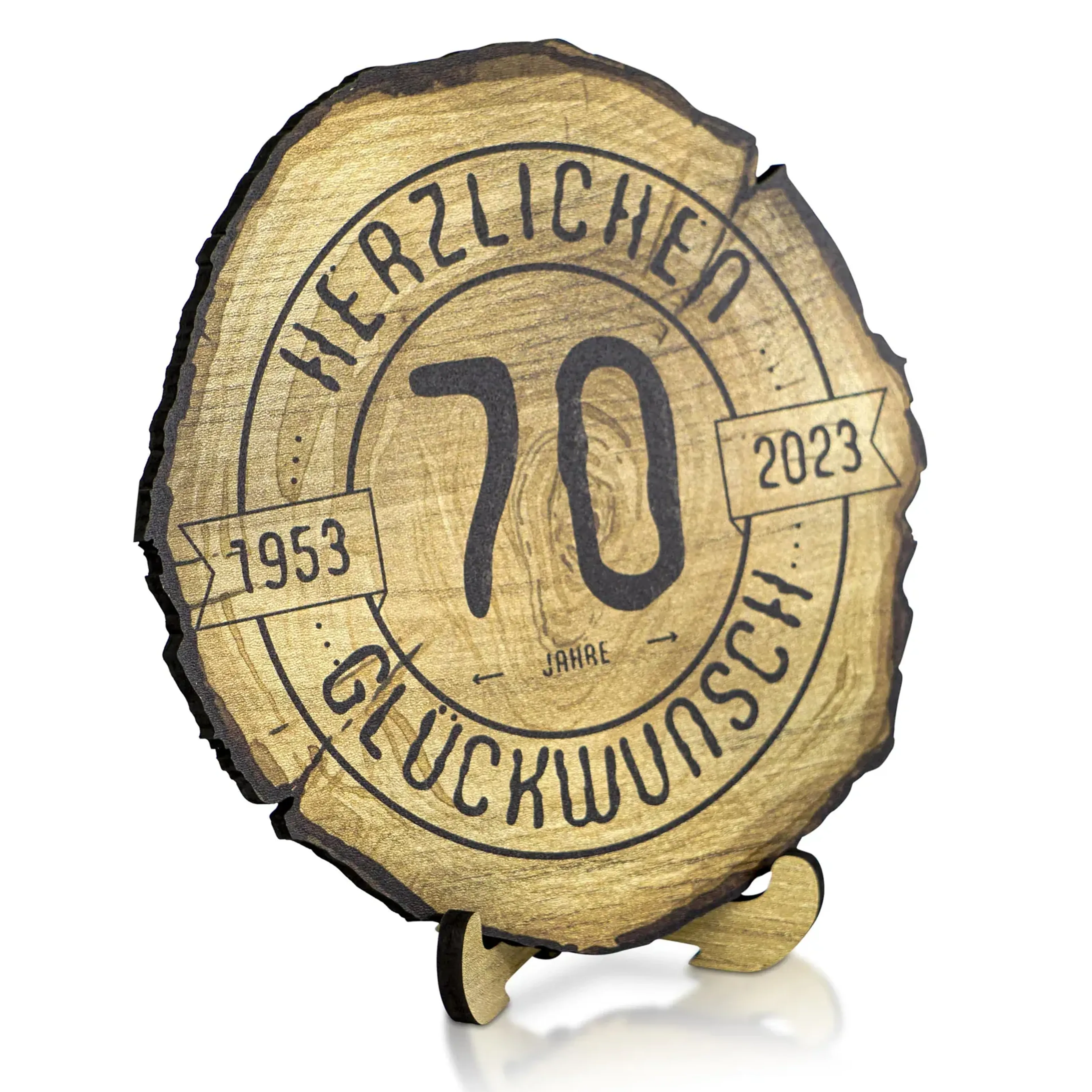 Baumscheibe mit Rinde zum Geburtstag – Ansicht 2