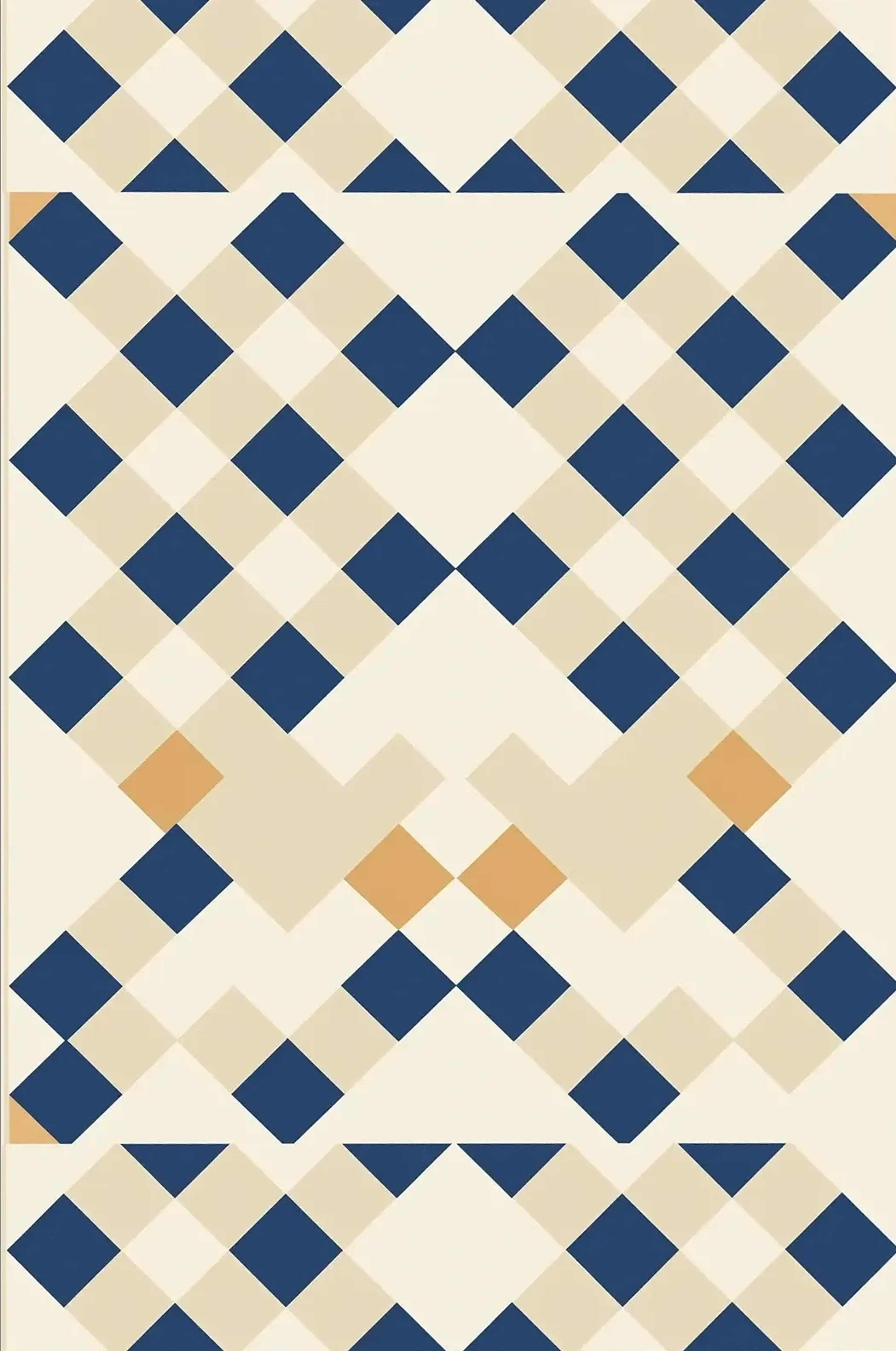 Rauten in Blau und Beige – Motiv als Wandbild auf Holz