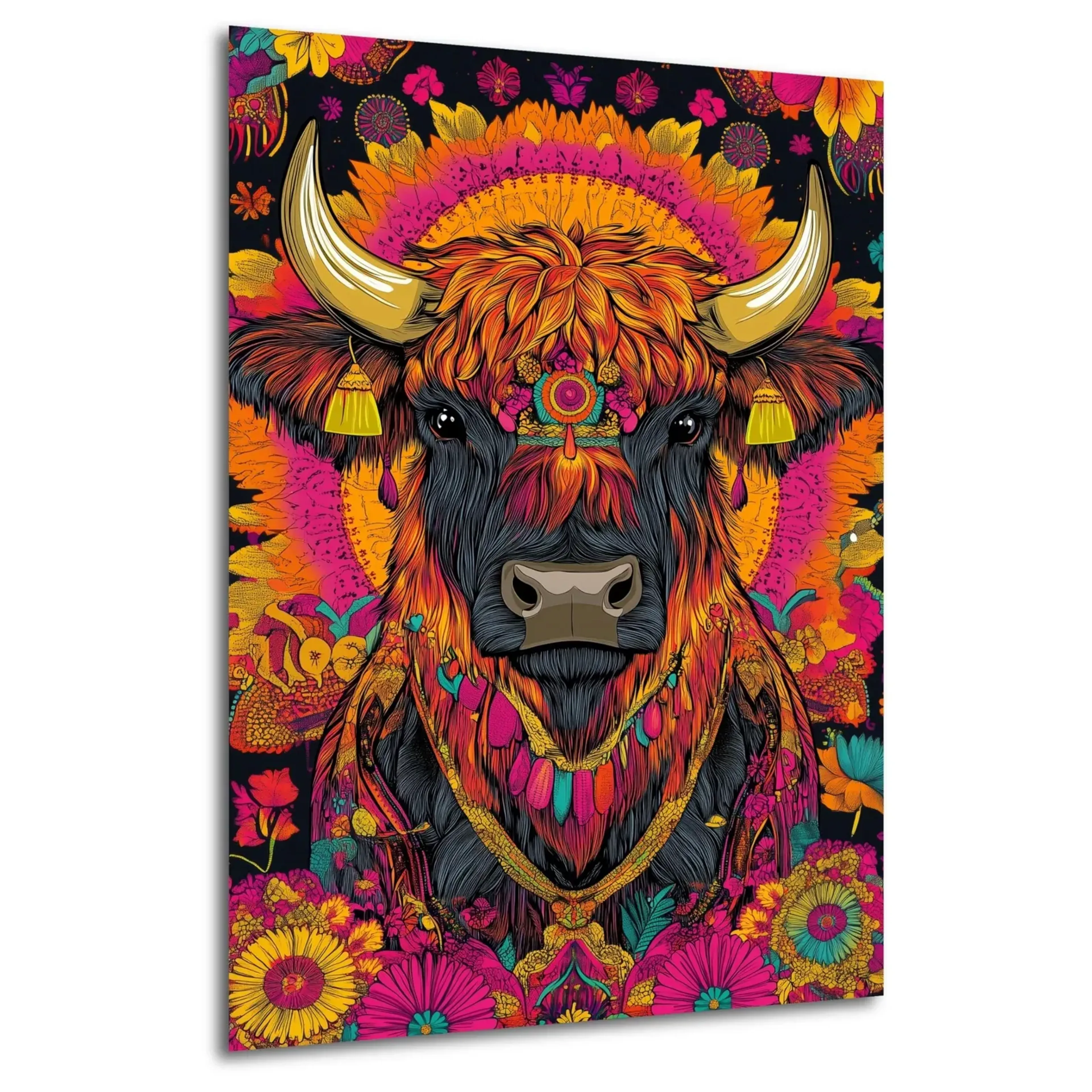 Hochlandrind mit Blütenschmuck – Ansicht 5