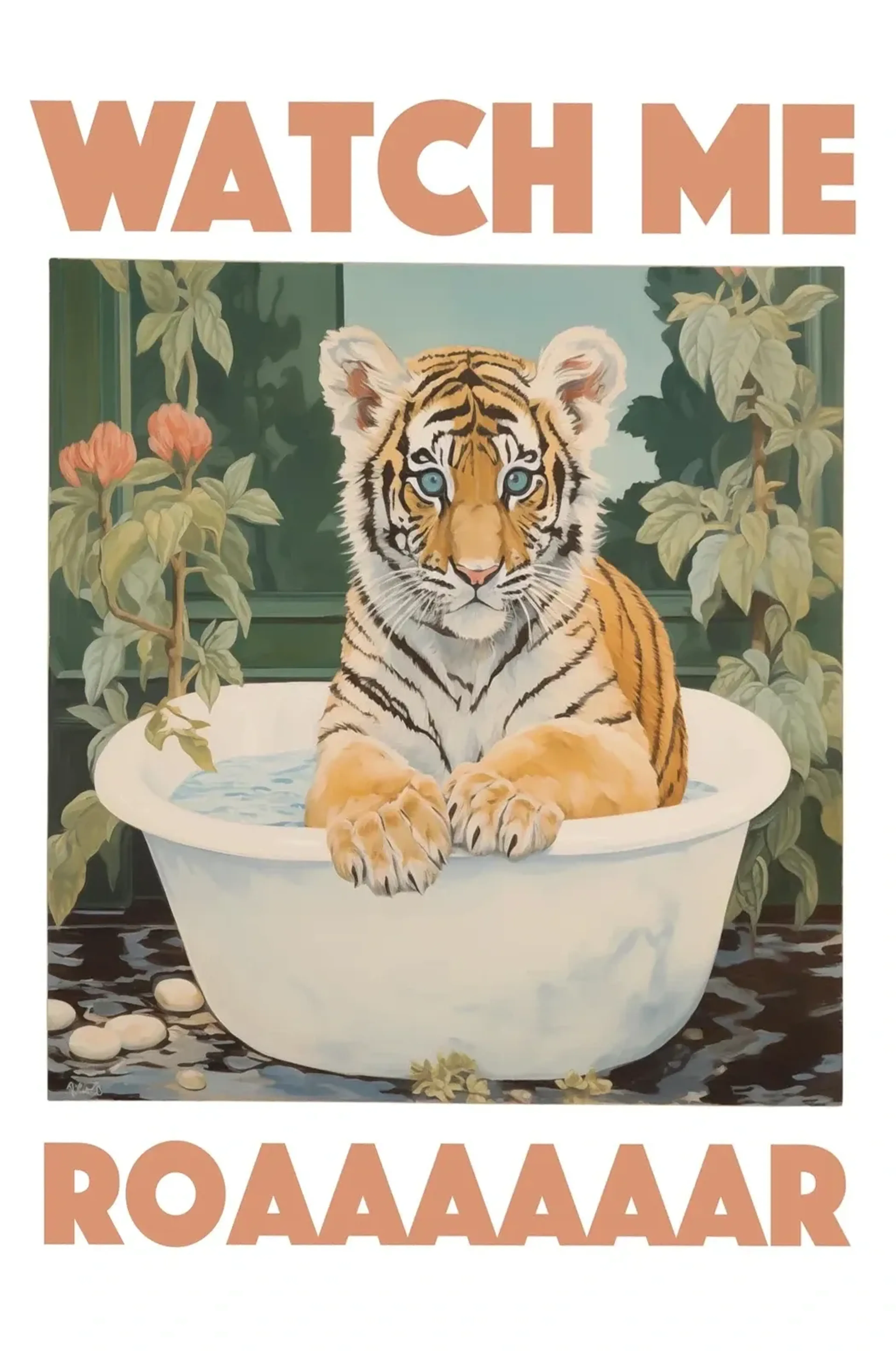 Tiger Badewanne – Motiv als Wandbild auf Holz