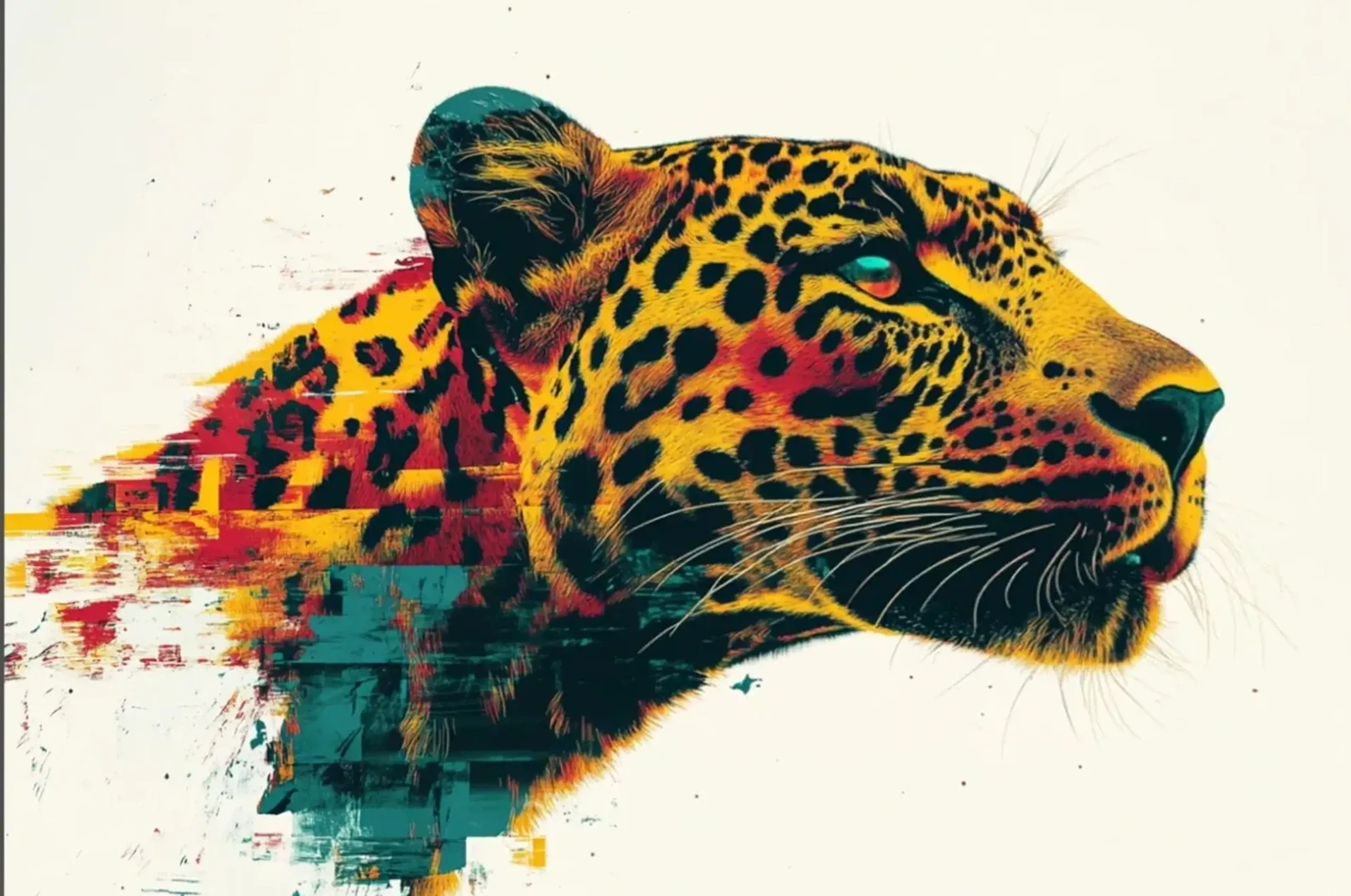 Leopard auf hellem Grund – Motiv als Wandbild auf Holz