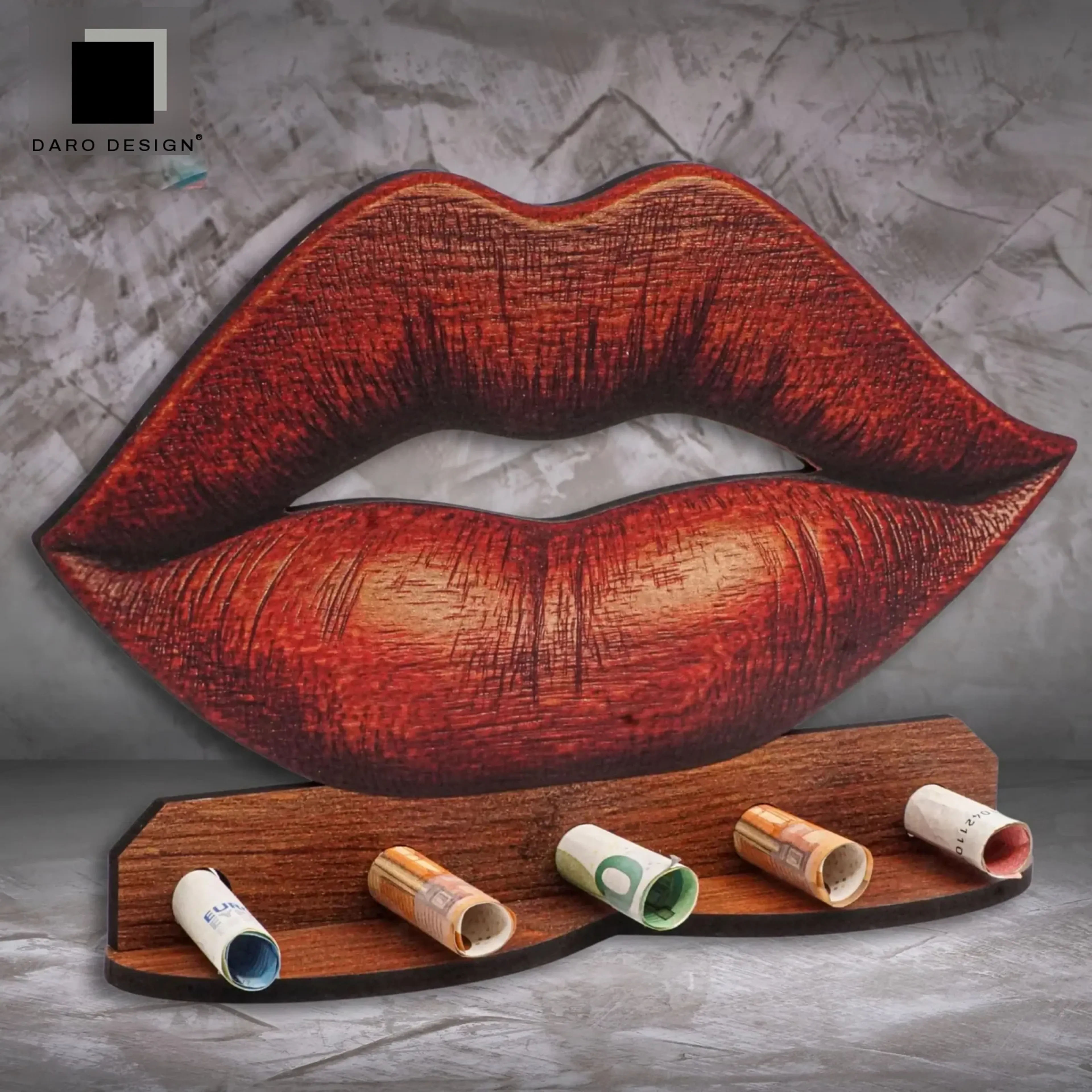 Geldgeschenk „Lippen“ in Holzoptik – Ansicht 3