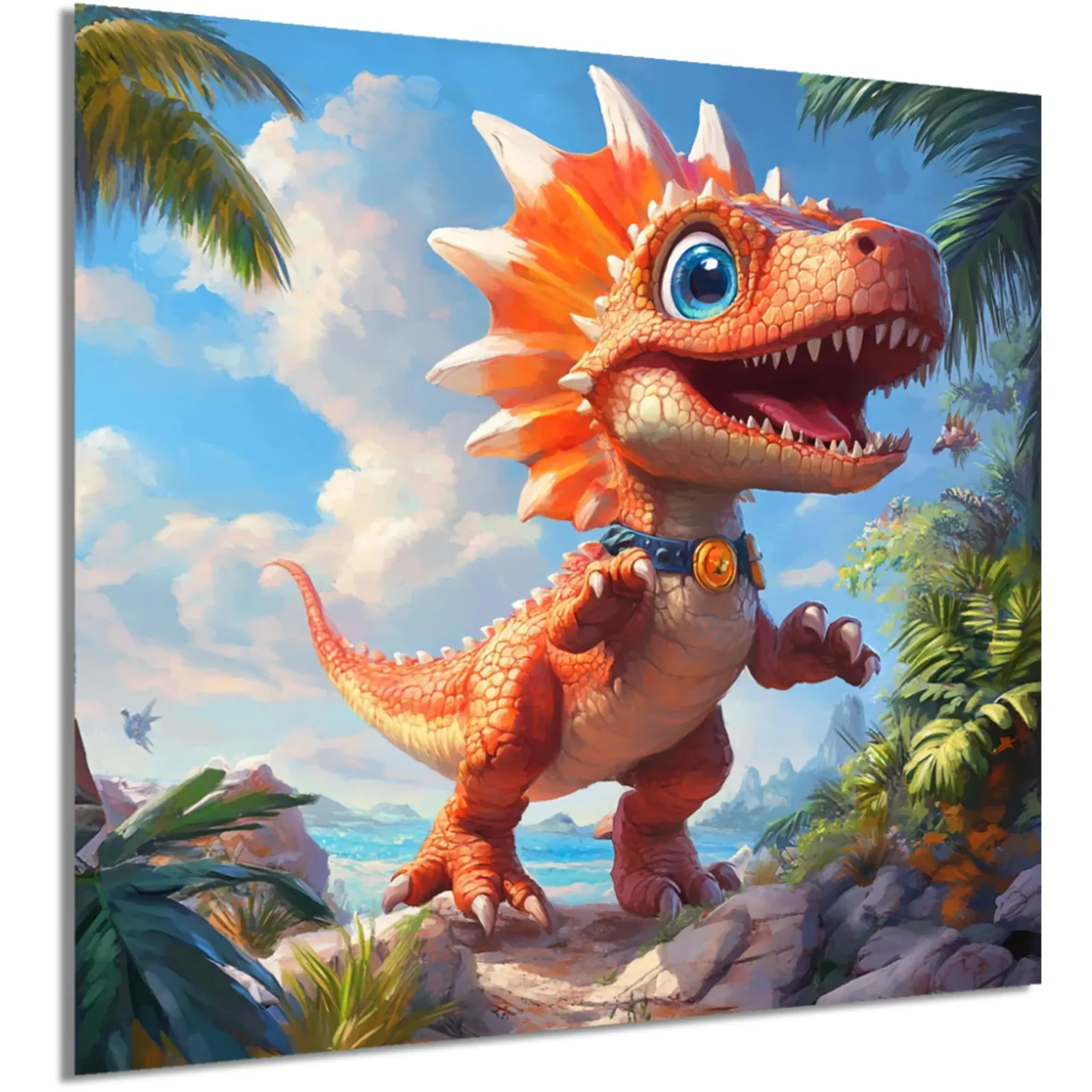 Dino mit orangefarbenem Fächer – Ansicht 5
