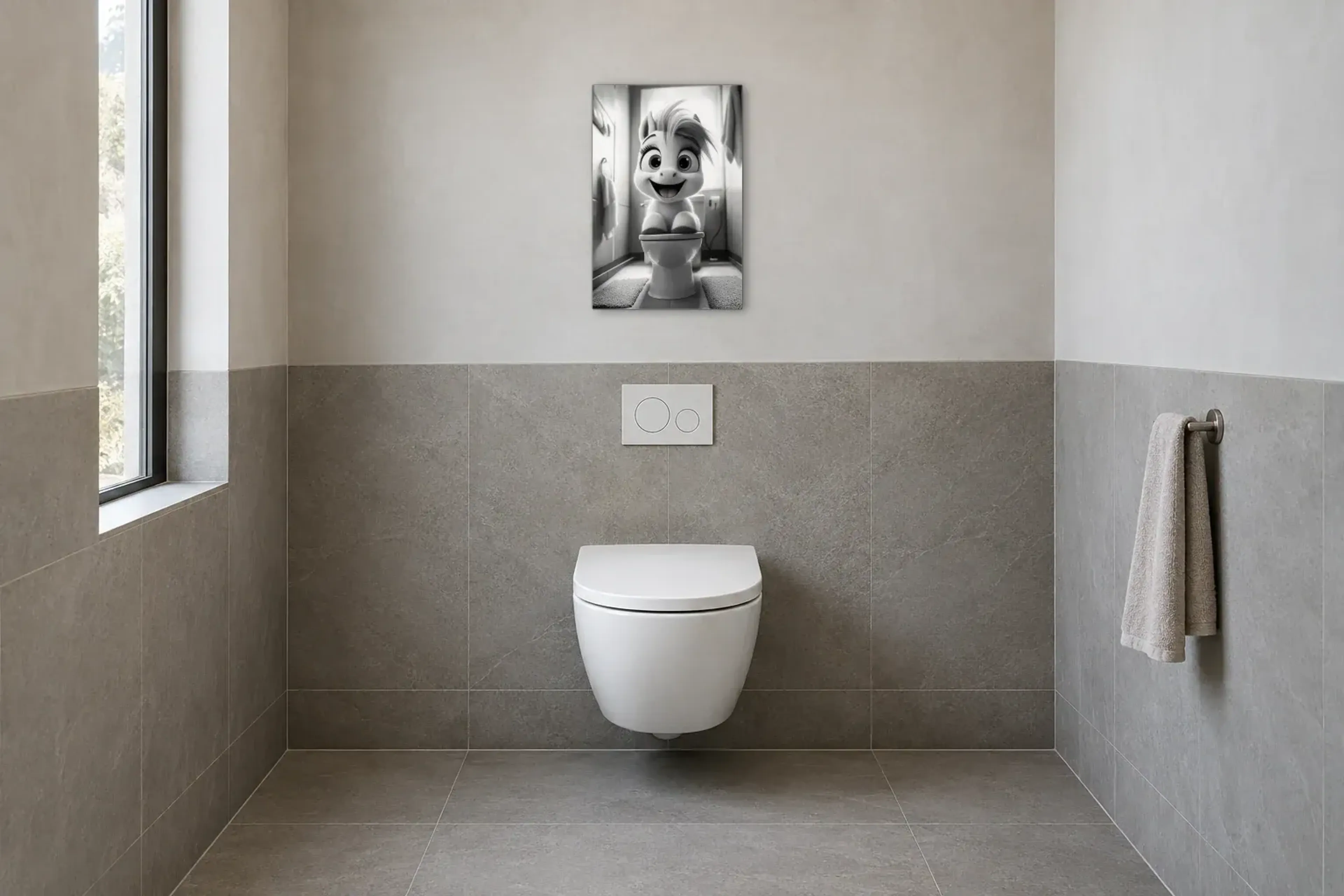 Pony auf Toilette als Wandbild im Gäste-WC