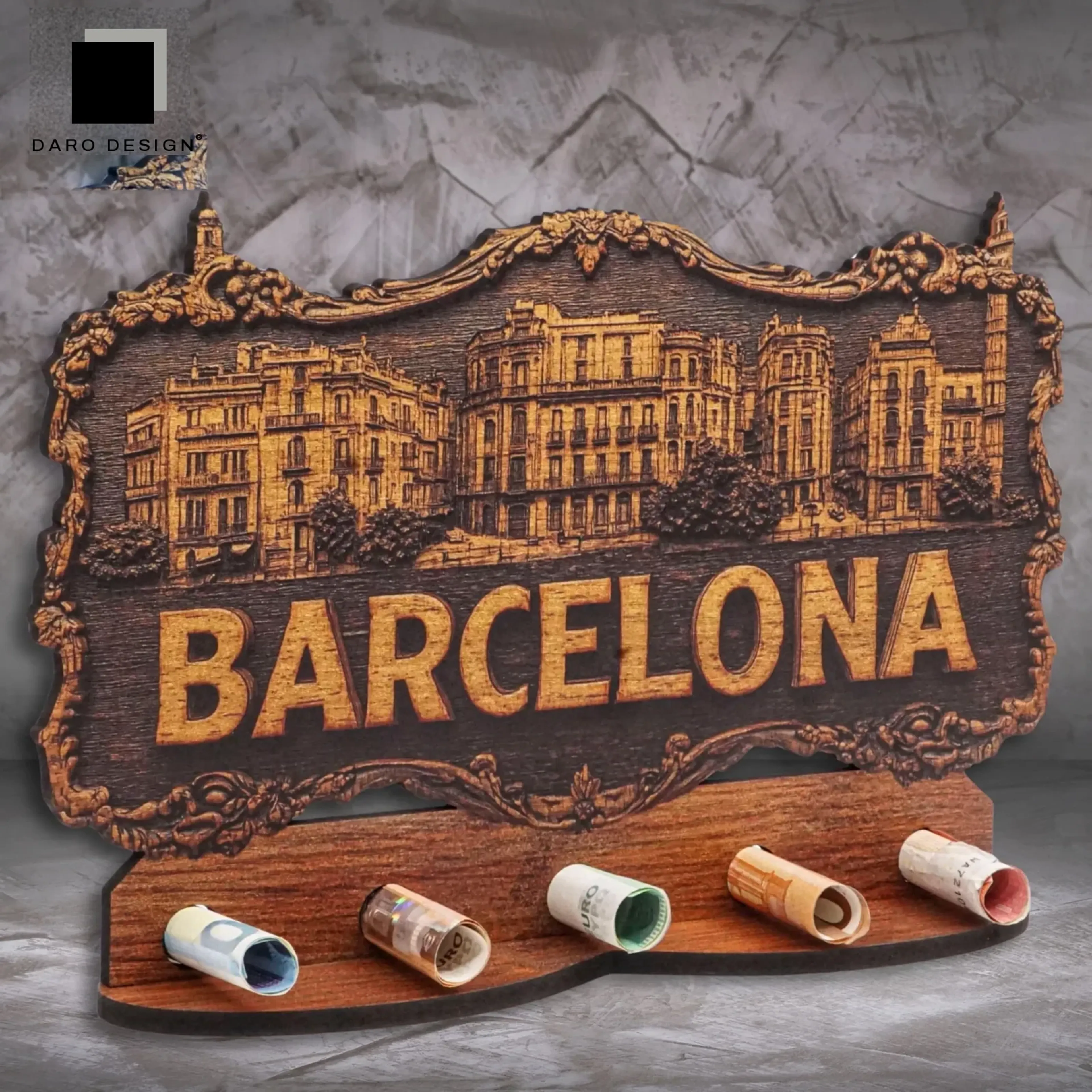 Geldgeschenk „Barcelona“ in Holzoptik – Ansicht 3