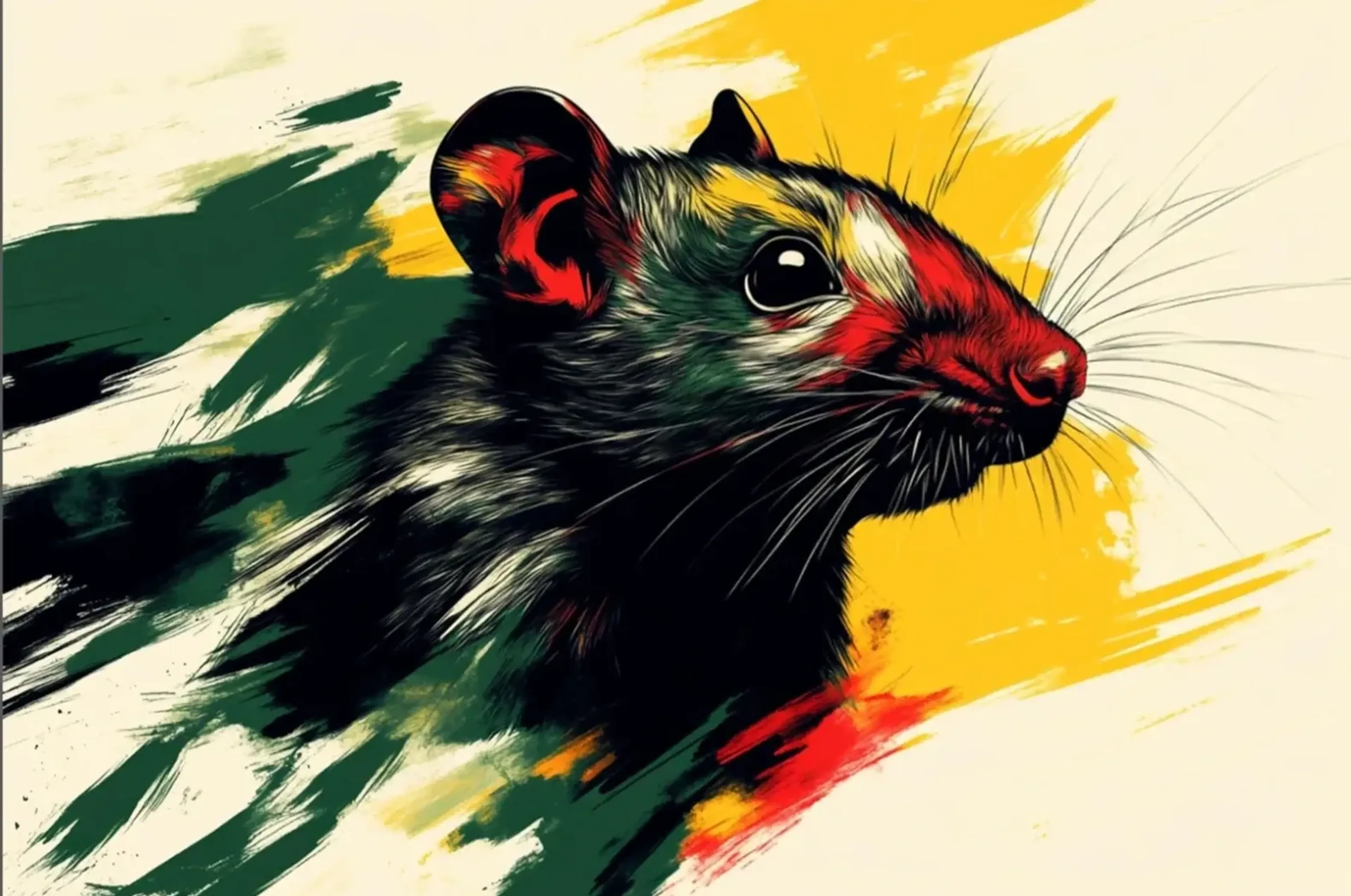 Ratte in Farbe – Motiv als Wandbild auf Holz