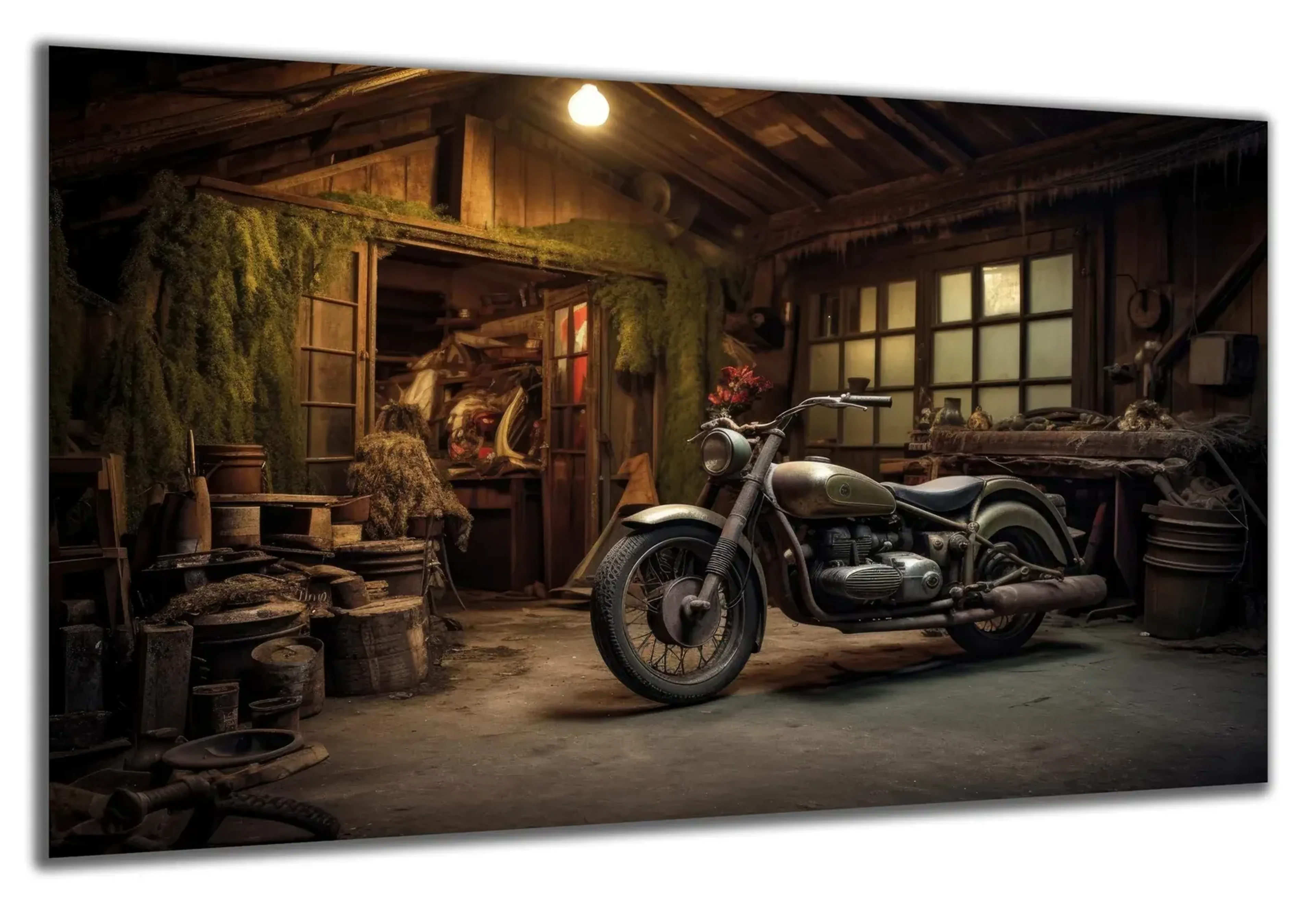 Motorrad in alter Garage – Ansicht 5