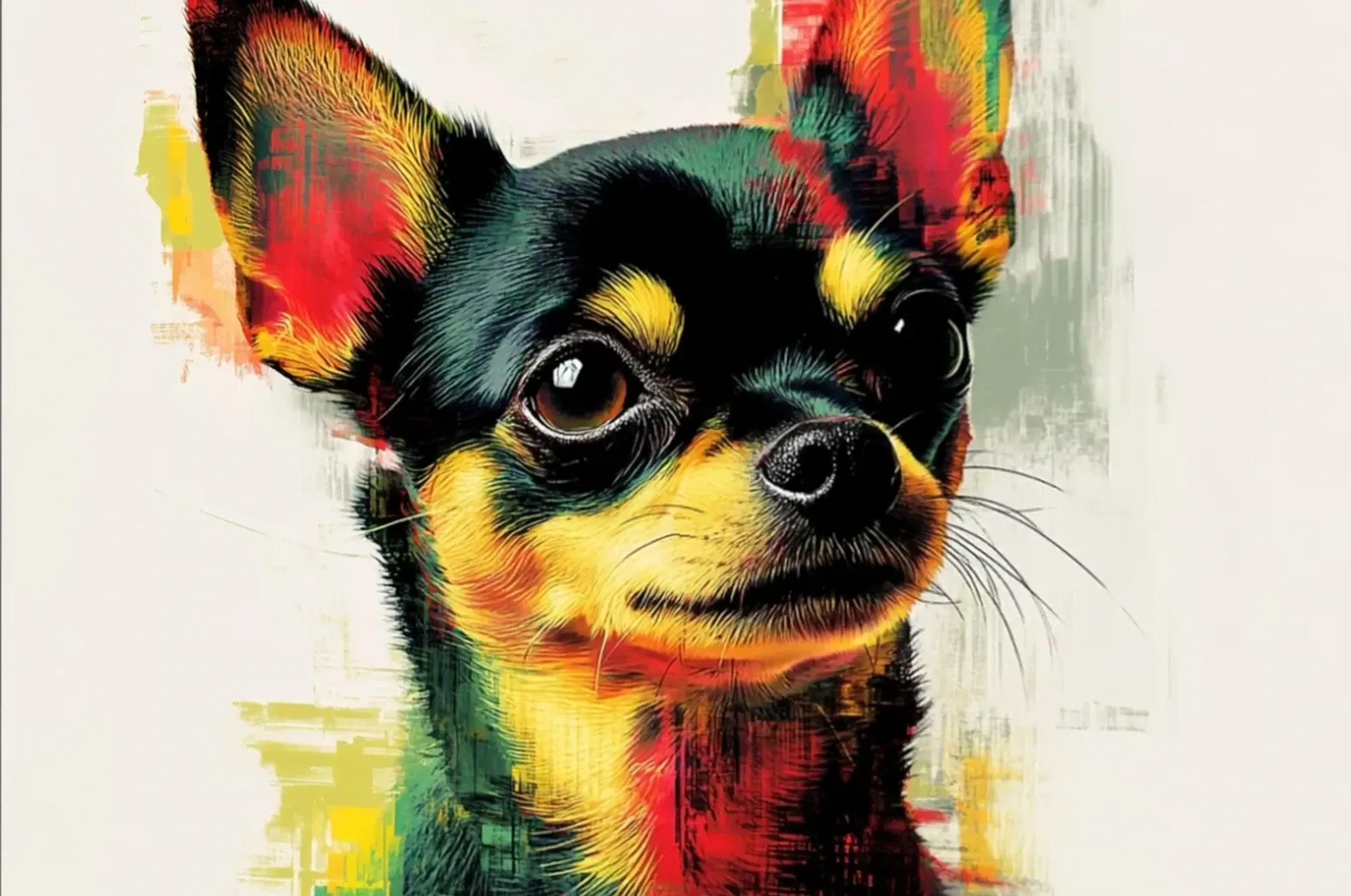 Chihuahua mit wachem Blick – Motiv als Wandbild auf Holz